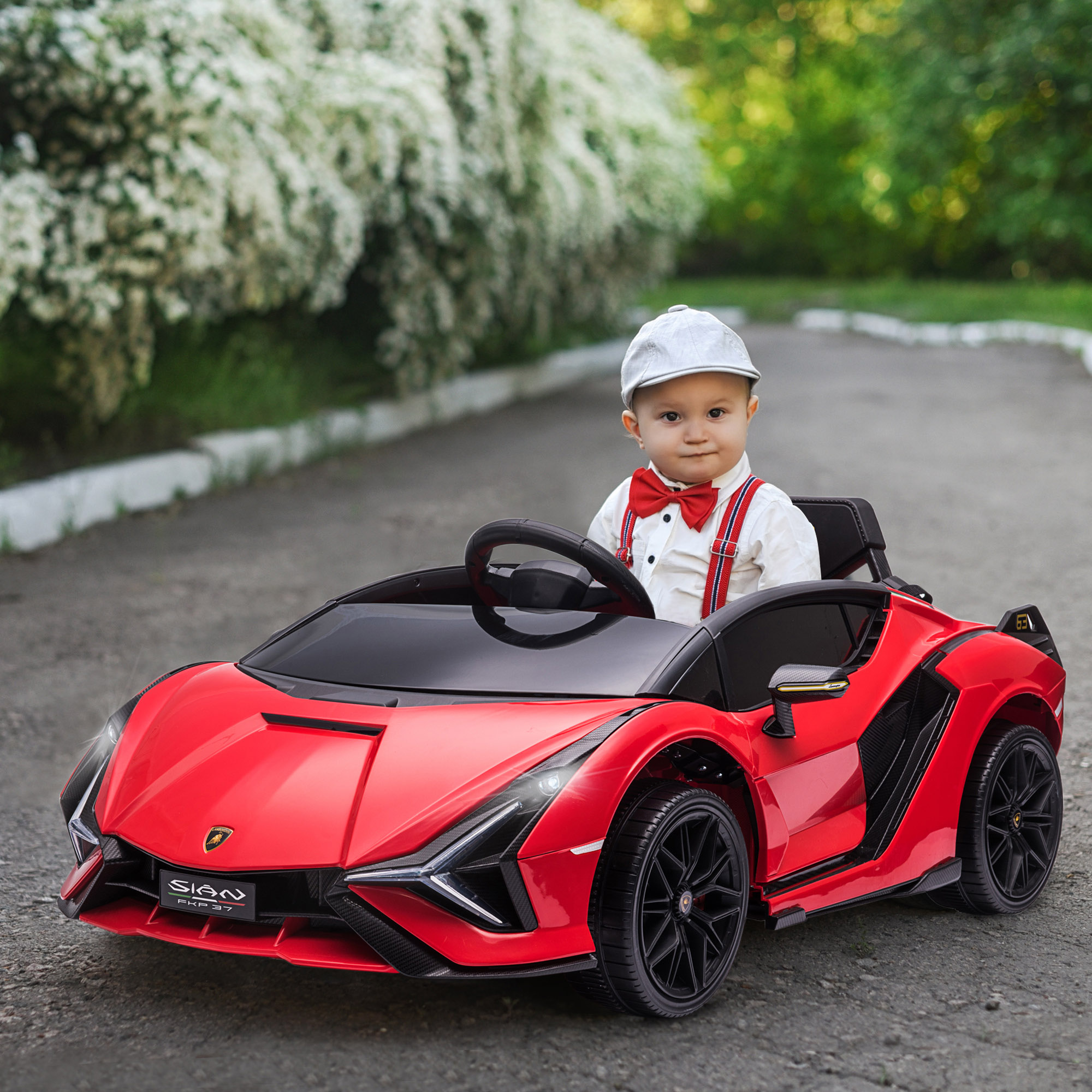 spielzeug elektroauto mit fernbedienung HOMCOM Kinderfahrzeug 12V 2 Fahrmodi Lamborghini SIAN SUV-Auto