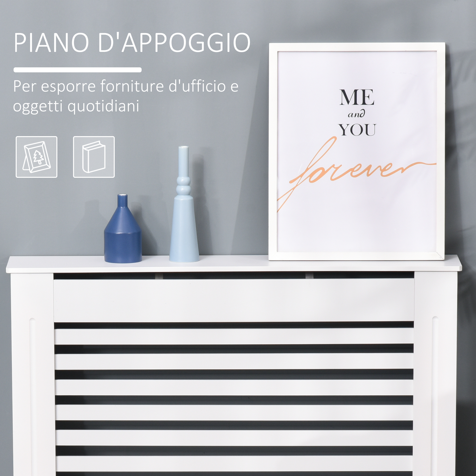 HOMCOM Copritermosifone in Legno Bianco per Caloriferi e Radiatori, con ...