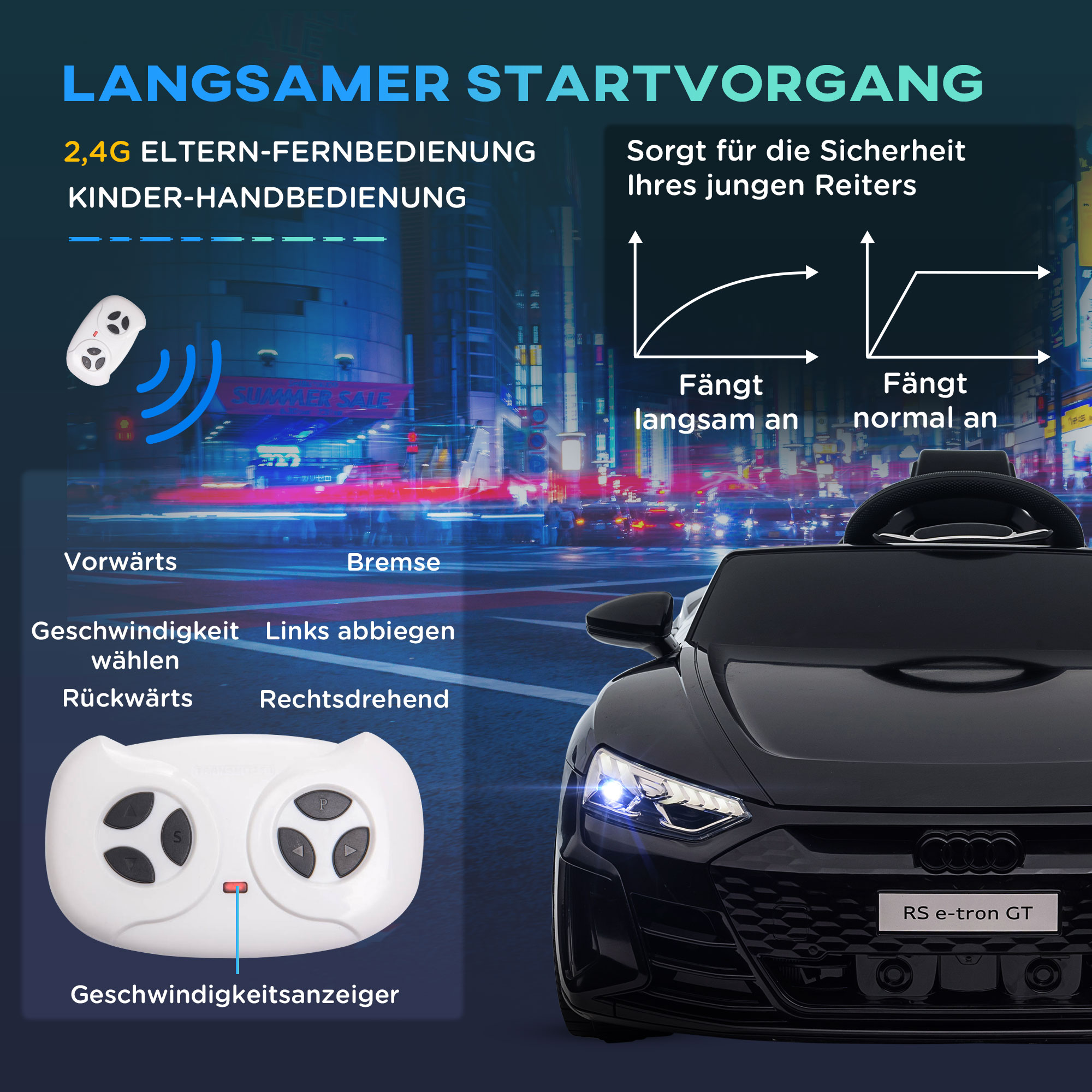Laste elektriauto, Audi litsentsiga, turvavööga, puldiga, tuledega, must, 103 x 58 x 41 cm
