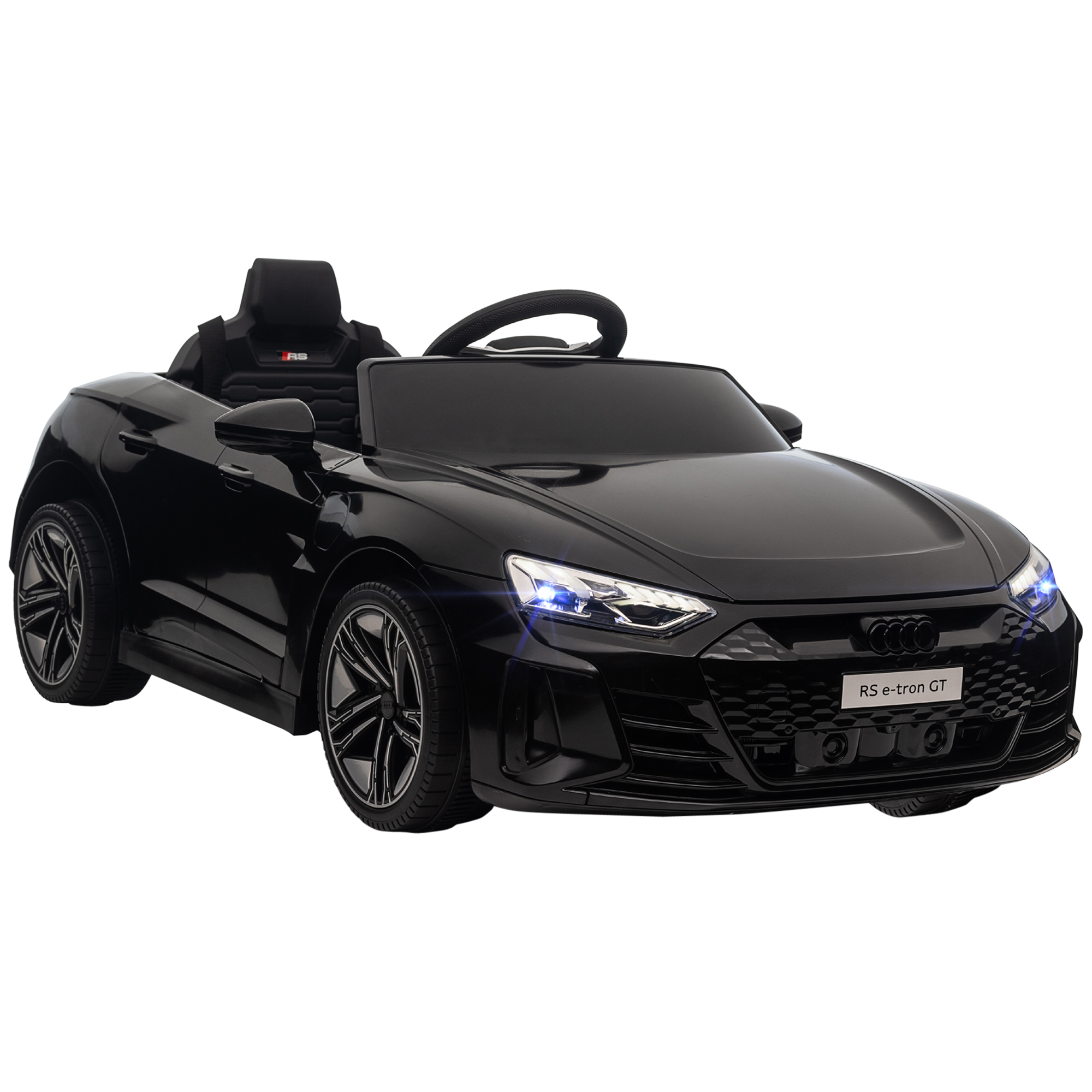 HOMCOM Kinder Elektroauto AUDI RS e-tron GT mit Fernbedienung, Sicherheitsgurt, Hupe, Musik & Scheinwerfer, bis 5 km/h, für Kinder 3-5 Jahre, Schwarz Aosom.de