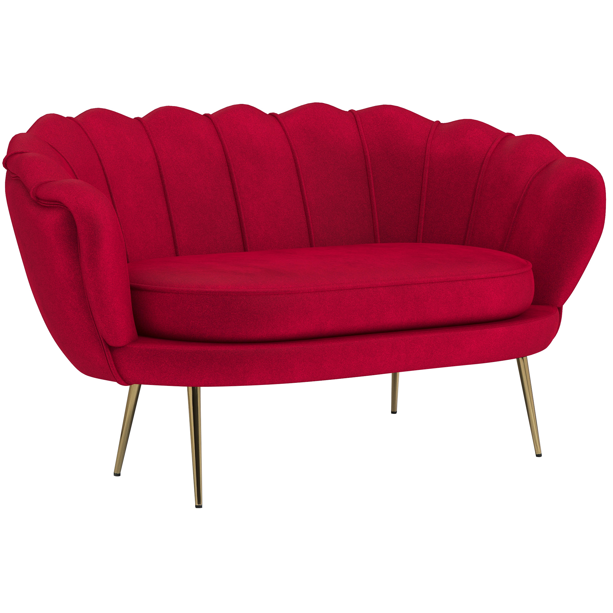 HOMCOM Divanetto 2 Posti in Stile Industrial Chic in Tessuto Effetto Velluto e Metallo, 130x77x77 cm, Rosso Scuro