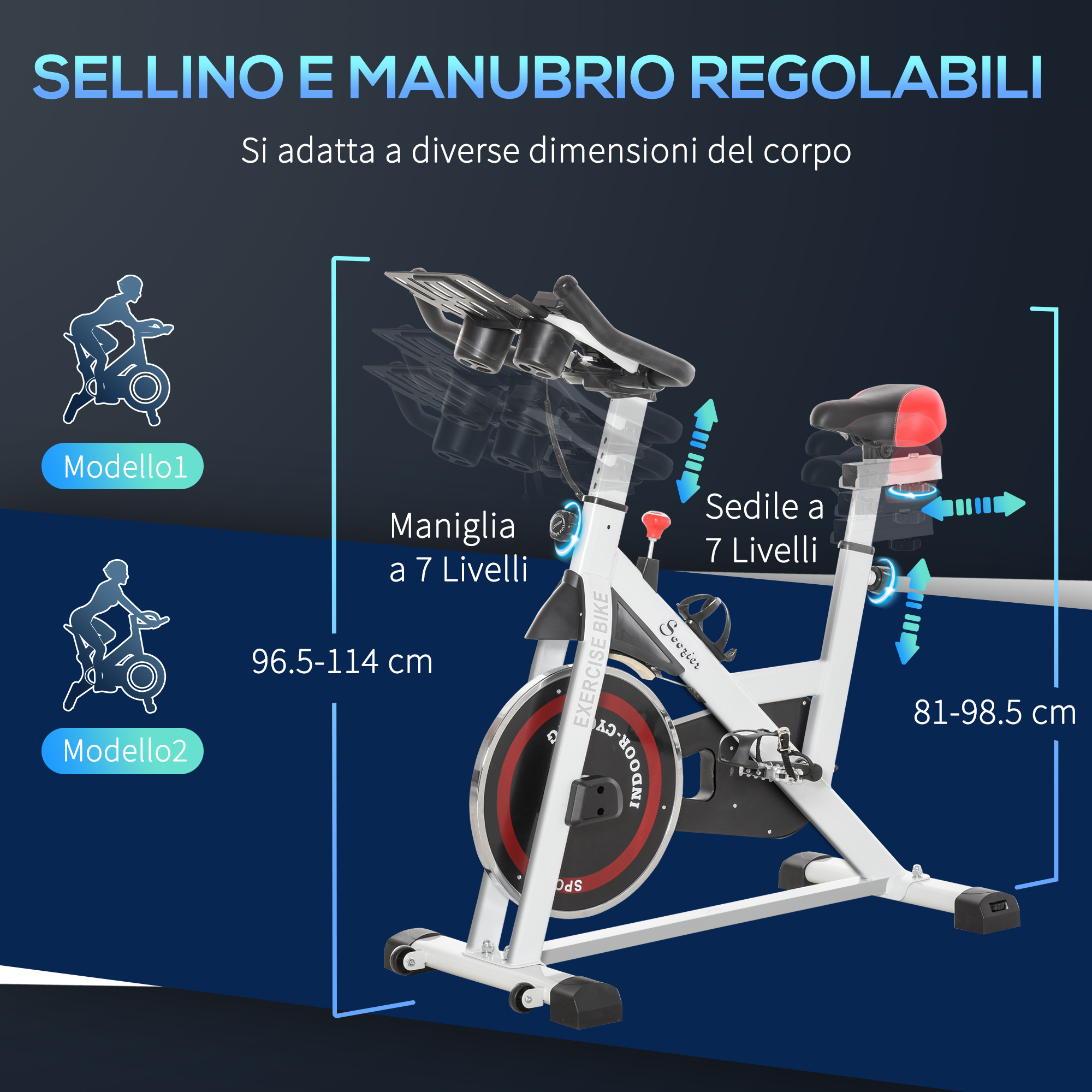 Homcom Cyclette Pieghevole Con Schienale Regolabile E Schermo LCD - Bianca