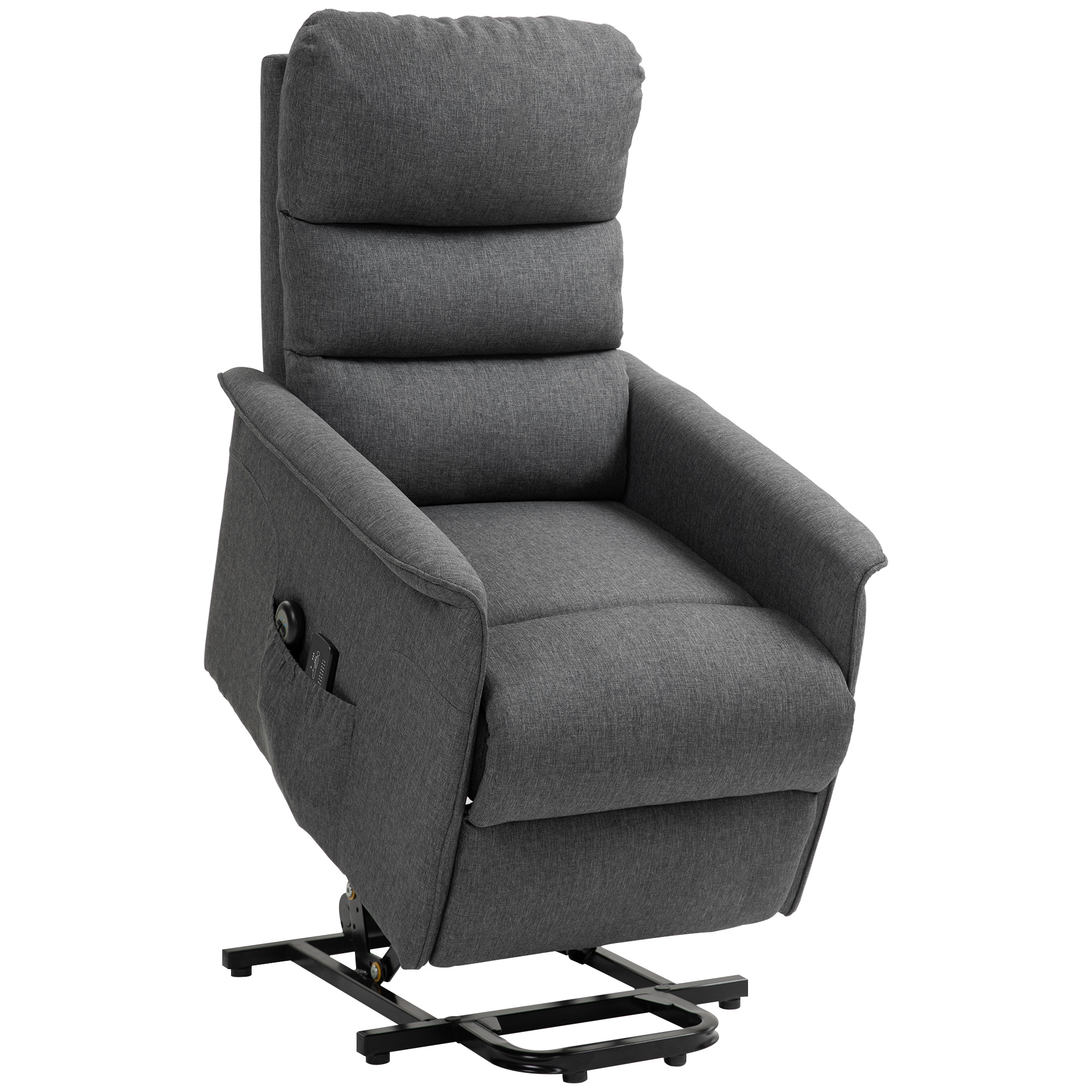 HOMCOM Poltrona Alzapersona Elettrica con 8 Punti Vibranti, 4 Modalità di Massaggio e Riscaldamento, Grigio Aosom