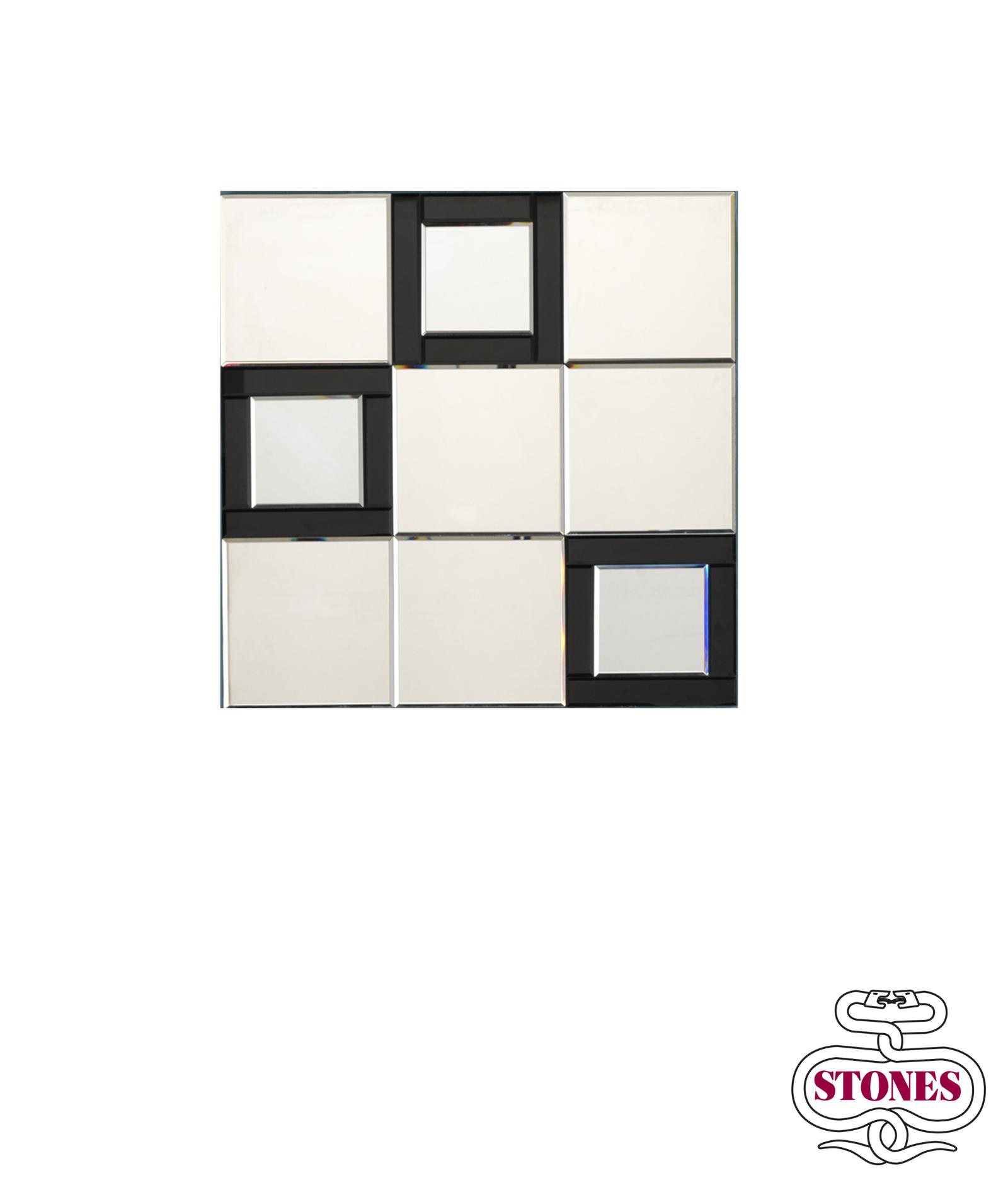 STONES Specchio da parete vet argentato con struttura in mdf, 60x60x16