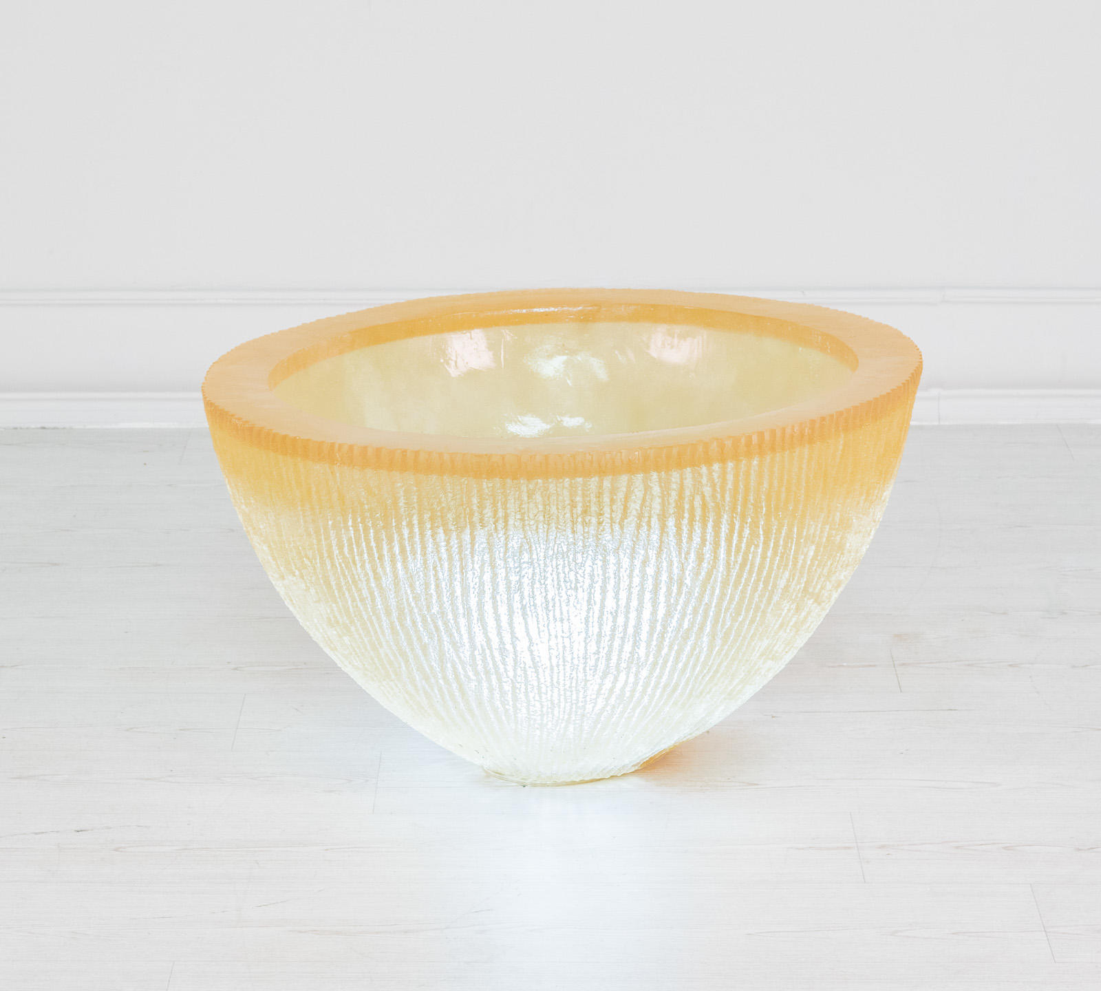 STONES Vaso in resina con luce interna telecomando, 80x45, Bianco