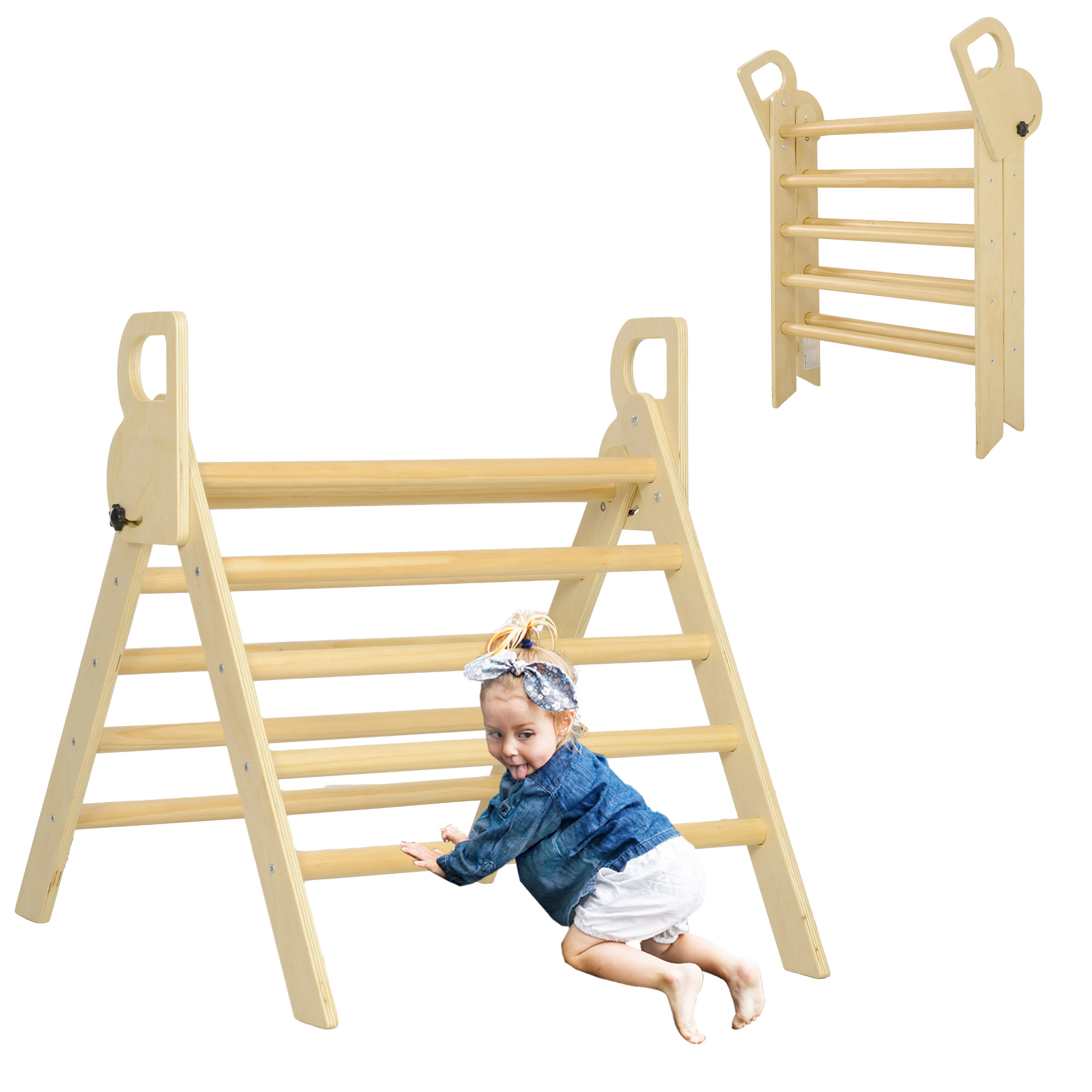 AIYAPLAY Escalada para Niños de 18-48 Meses para Cultivar Habilidades de Equilibrio y Coordinación 82x66x71 cm Natural