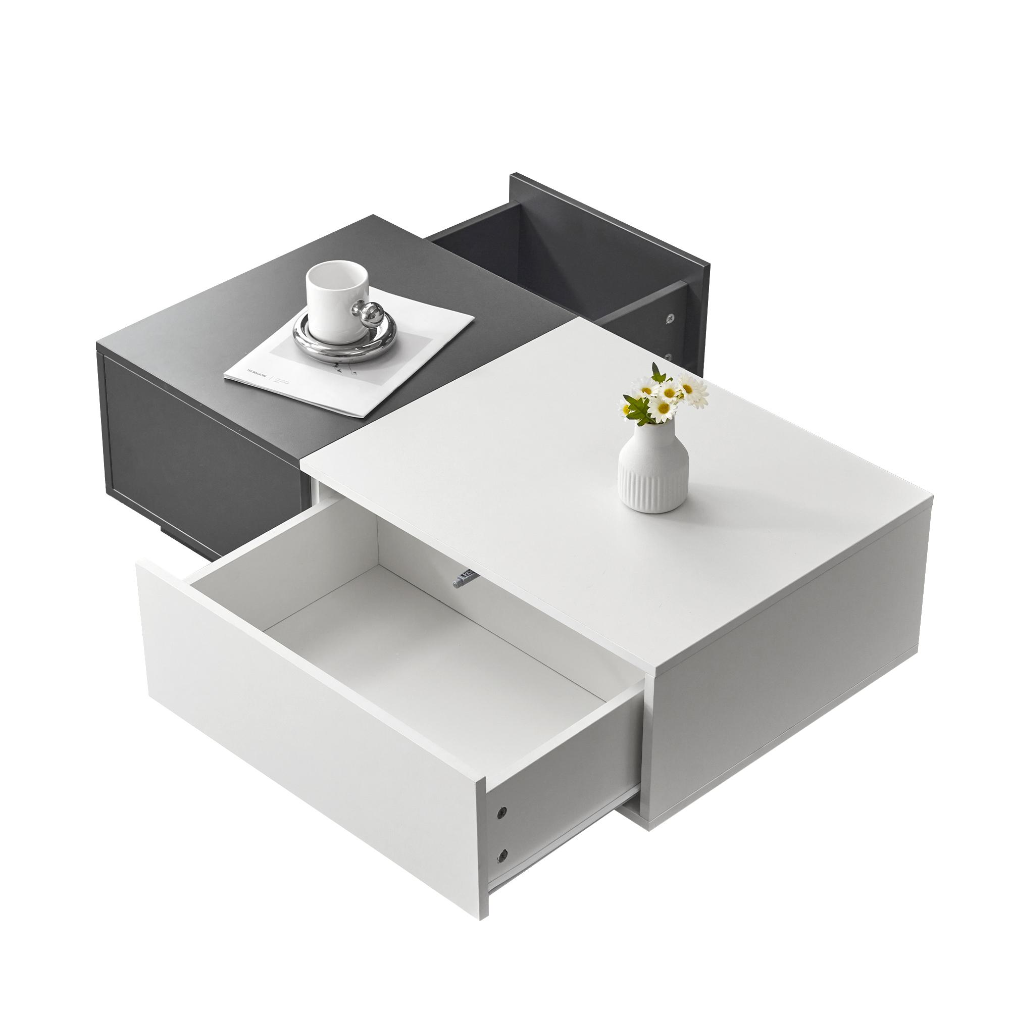 YAHOME Tavolino bianco con stazione di ricarica 60x30x50 cm