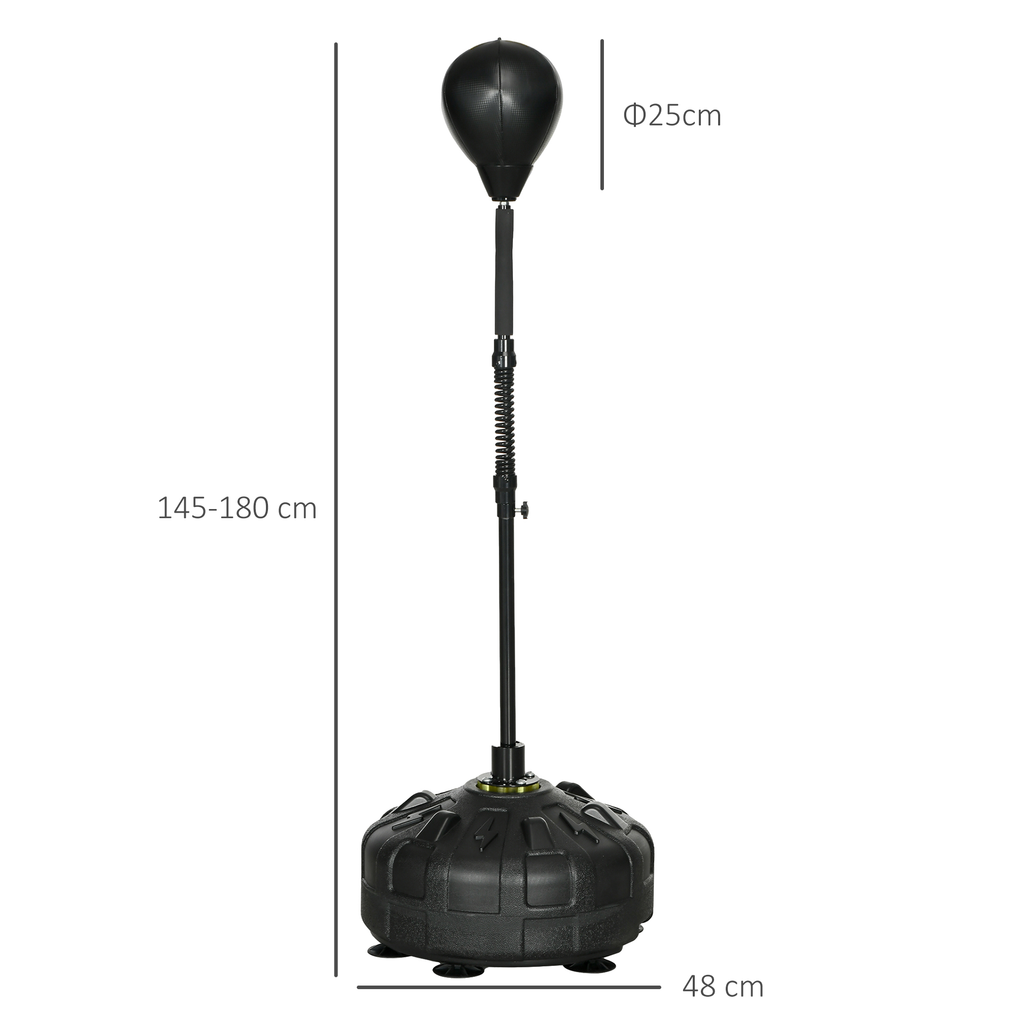 Poksipall, poksistatiiv, kõrgus reguleeritav 145-180 cm, täidetav alus, must