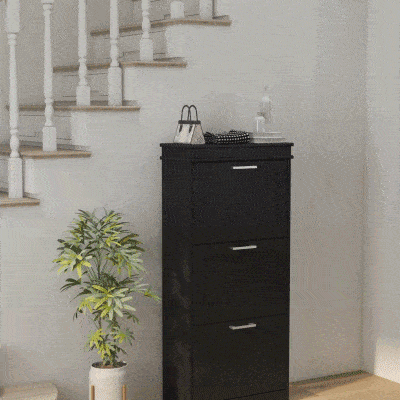 HOMCOM Scarpiera Salvaspazio 3 Cassetti per 15 Scarpe Nero