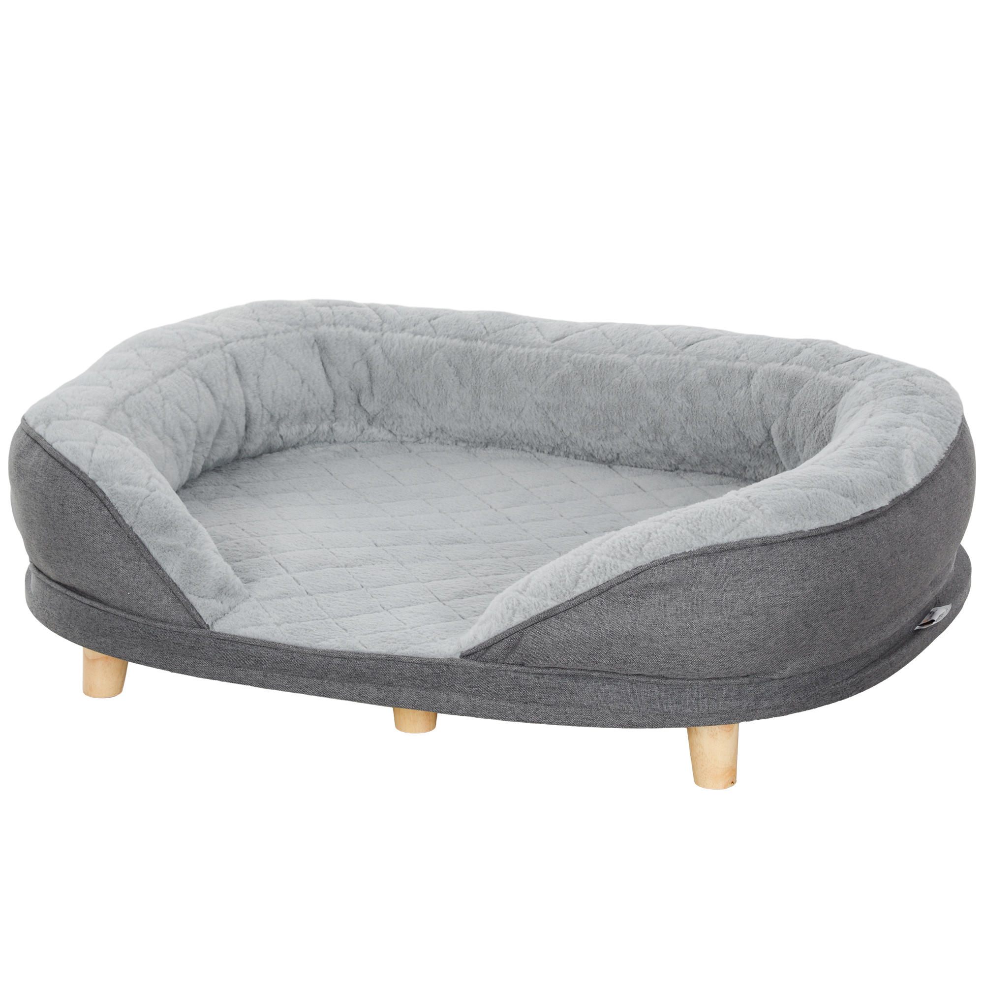 PawHut Cuccia Divano per Cani con Imbottitura, Lettino per Cani Taglia Grande e Media fino 25kg, 90x78x25cm, Grigio