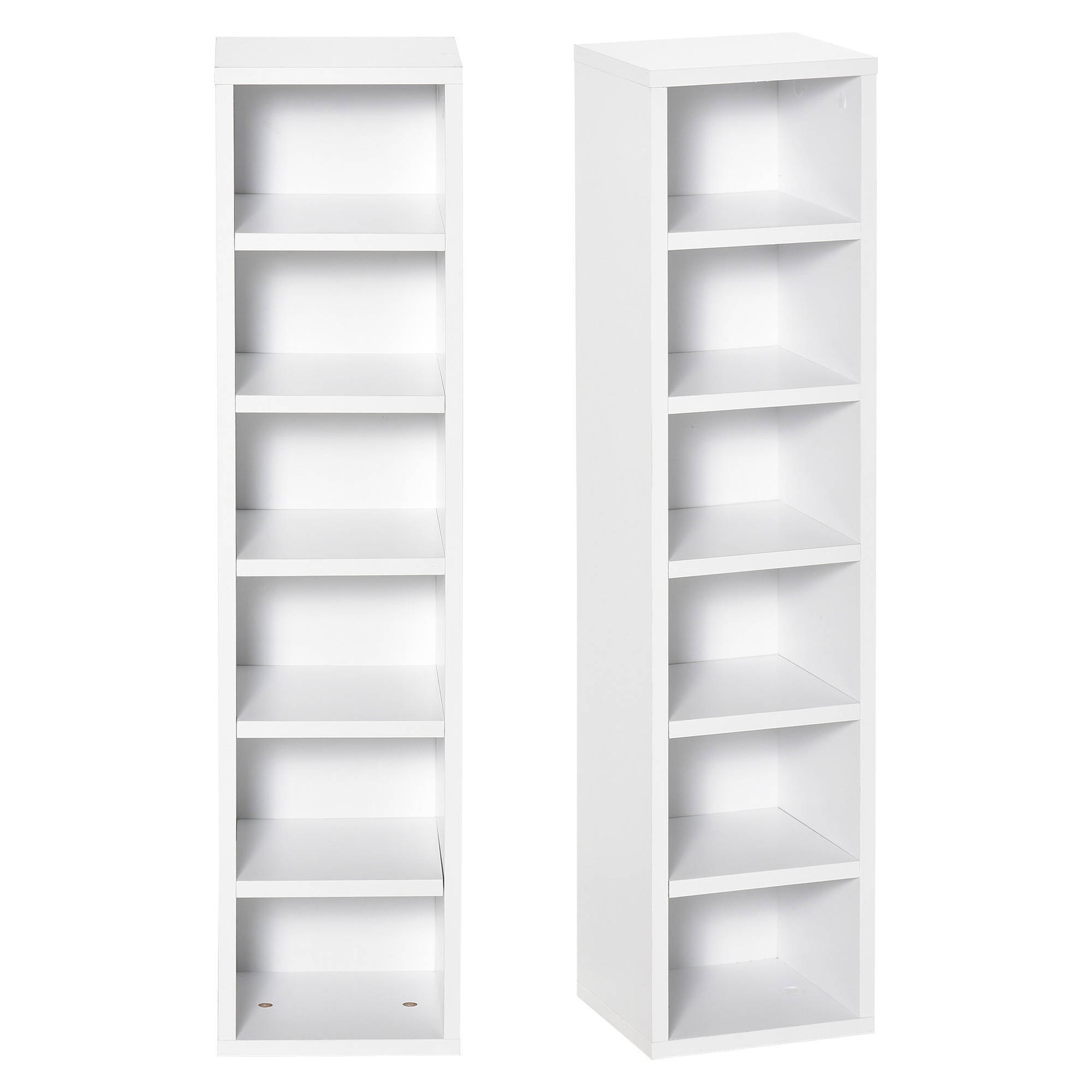 HOMCOM Libreria Scaffale porta CD set 2 Pezzi a 12 Ripiani in Legno, 21x19.2x88.3 cm, Bianco