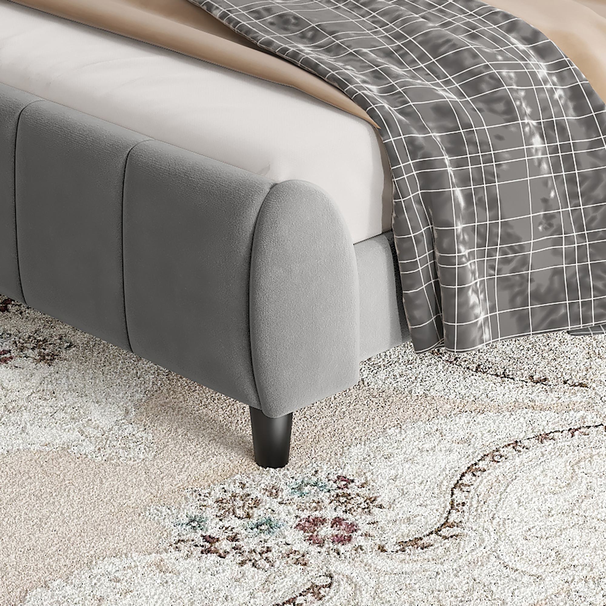 Double Upholstered Bed with Soft Backrest, Gray | Aosom UK