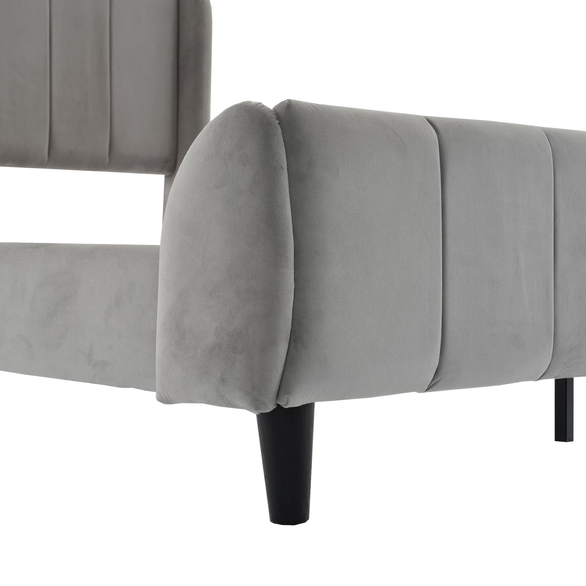 Double Upholstered Bed with Soft Backrest, Gray | Aosom UK