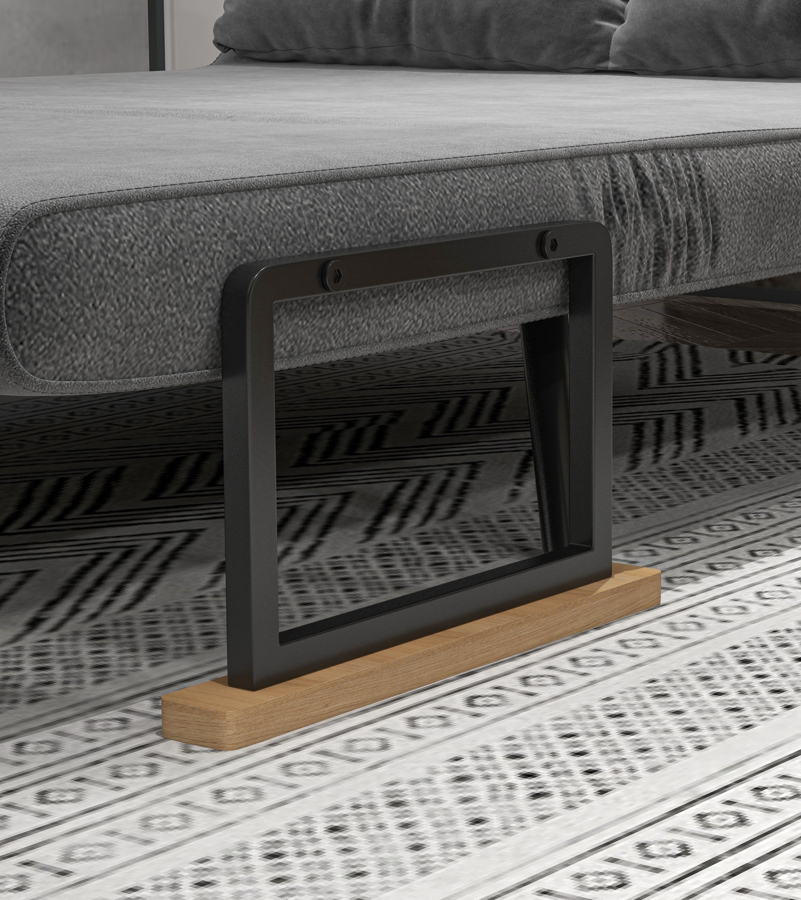  Canapea extensibila 3 in 1 din material cu efect de catifea cu spatar reglabil si 2 perne, 102x73x81 cm, gri inchis [6]