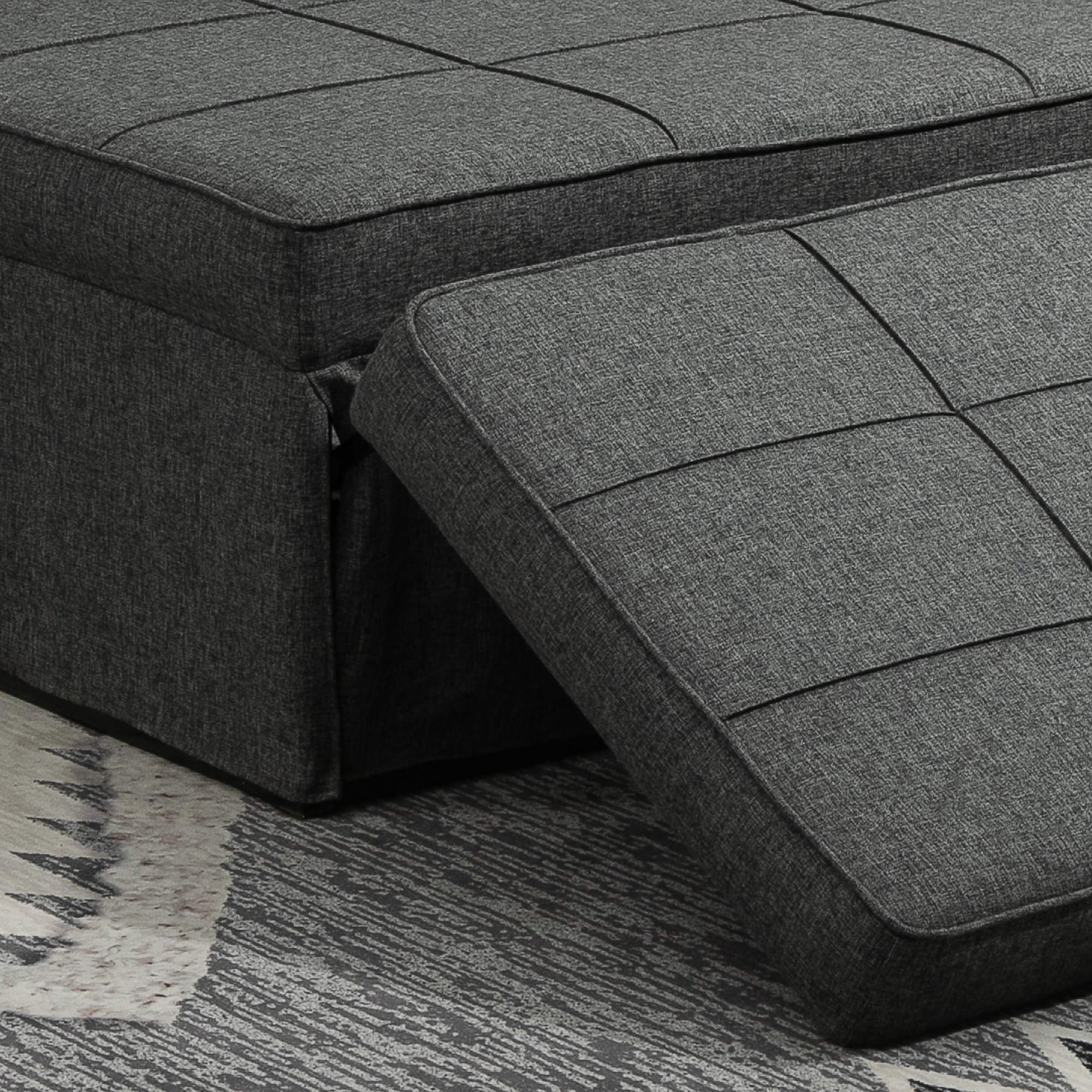  Taburet Pat Individual 3 in 1 cu Spatar Reglabil pe 5 Nivele si Perna Suplimentara, 95x179x78 cm, Gri [8]