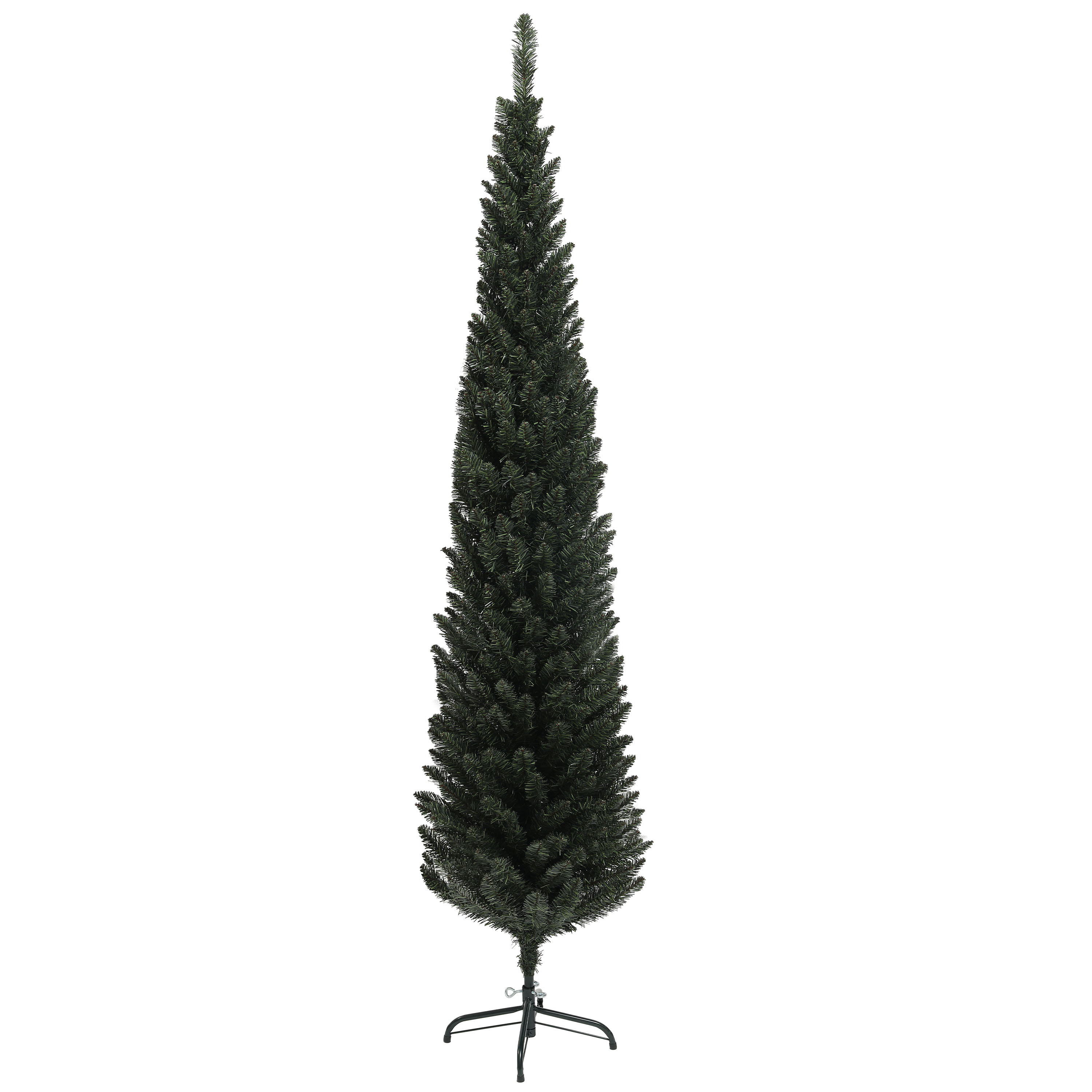 HOMCOM Albero di Natale Slim Alto 195 cm Salvaspazio con 390 Rami con Base in Acciaio per Interni, Verde