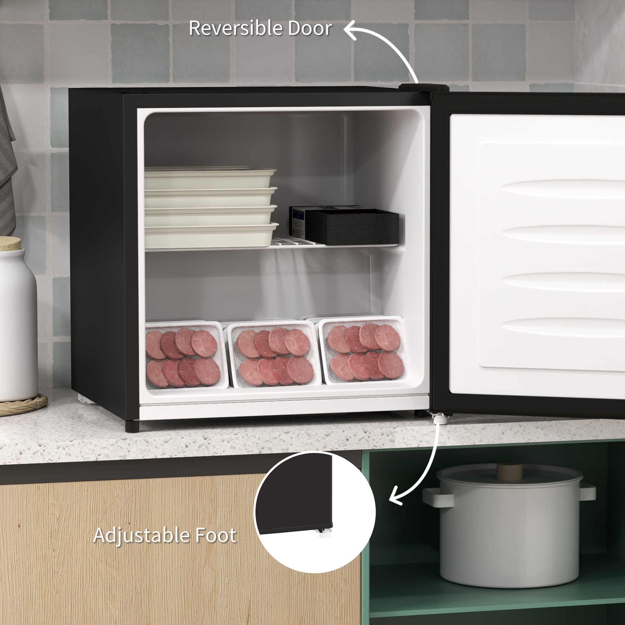 HOMCOM 35L Mini Freezer, -24℃ to -14℃ Temperature Black 6