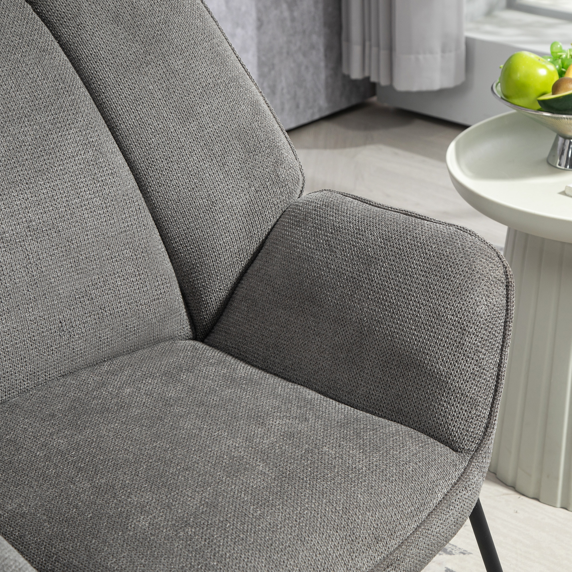  Fotoliu Decorativ cu Brate inclinate, din Material Textil cu Aspect de In si Otel, 71,5x67x79 cm, Gri [7]