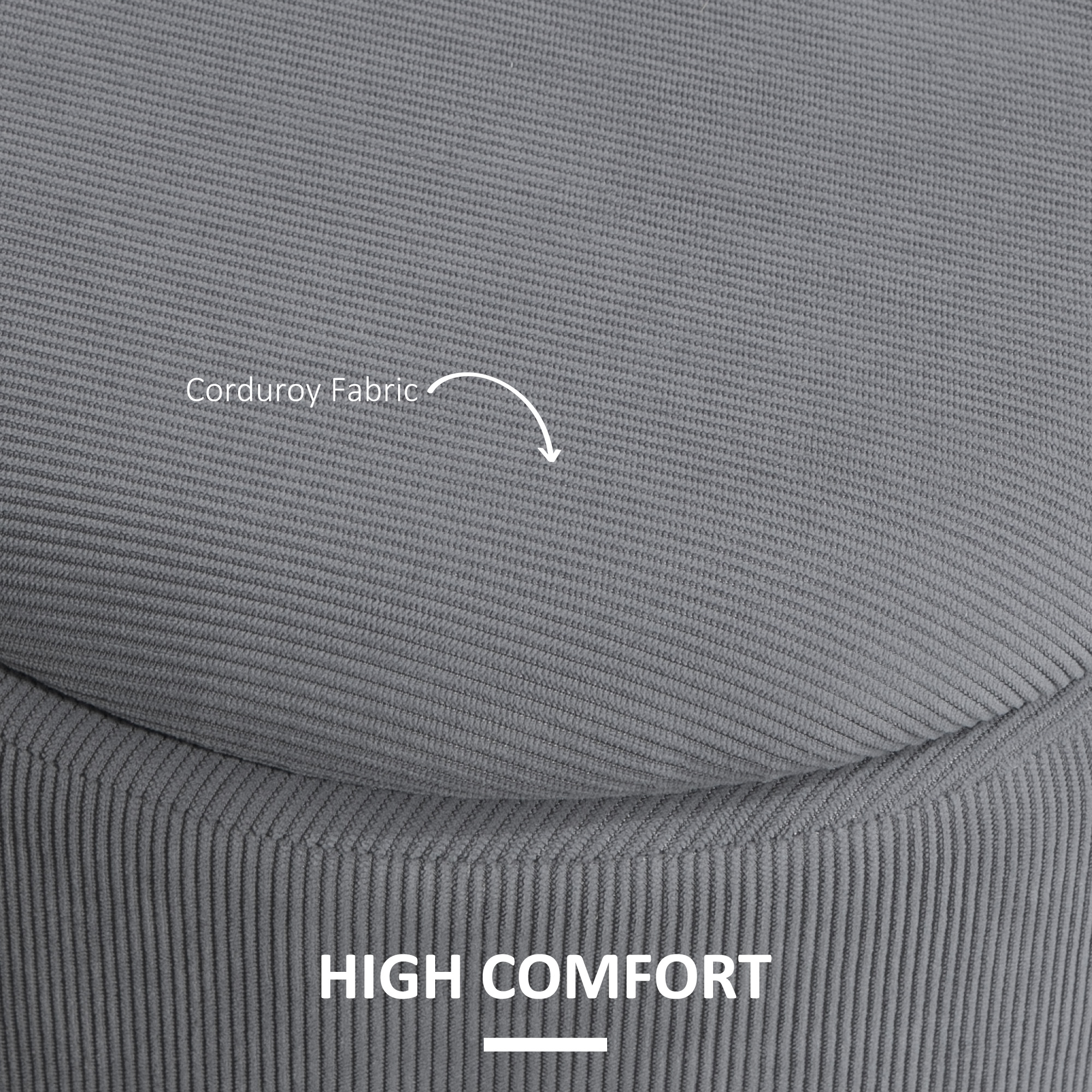 HOMCOM Set of Two Corduroy Storage Ottomans Grey 6