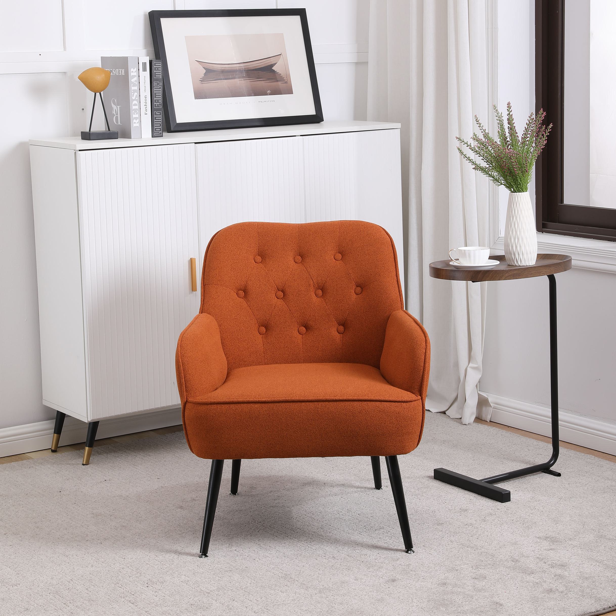 Sedia da salotto Mid-Century, poltrona in morbida pelle PU con gambe in