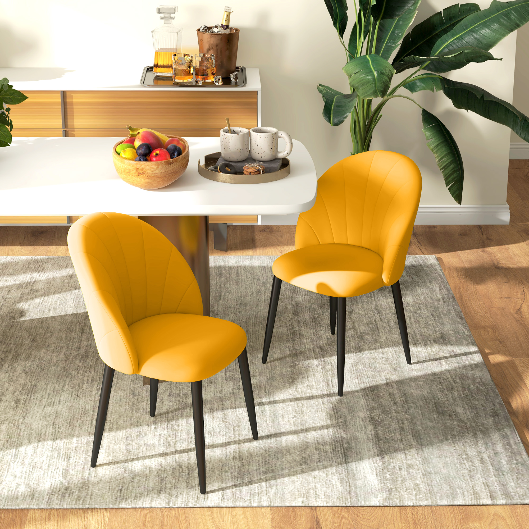 Set 2 Sedie Da Giardino Bohemien HOMCOM - Rattan PE Con Struttura Acciaio, Giallo E Nero, Per Interni Ed Esterni - Foto 1