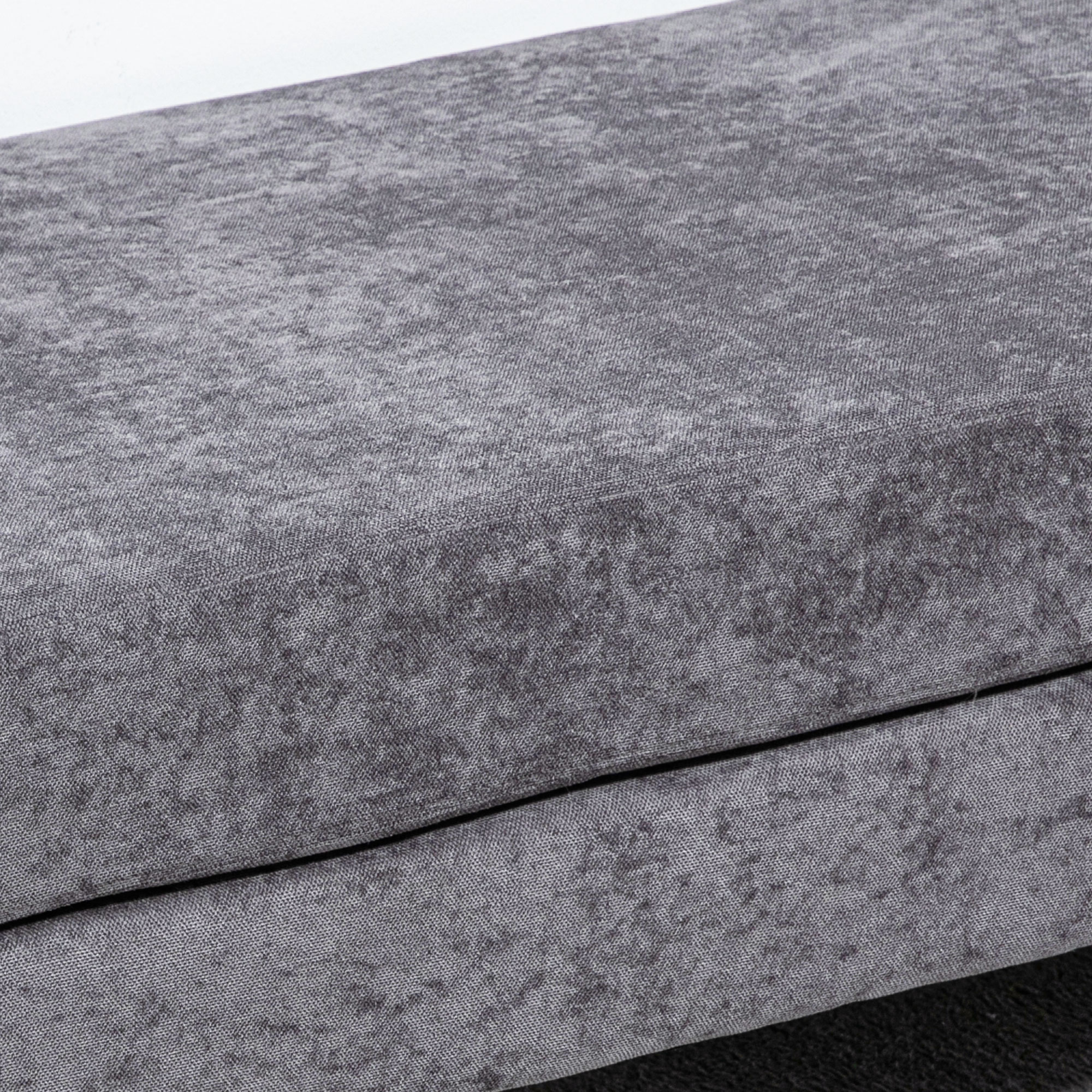  Banca pentru Capatul Patului cu Doua Niveluri, din tesatura cu Efect de Catifea si Otel, 121x50,5x46,5 cm, Gri inchis si Auriu [7]