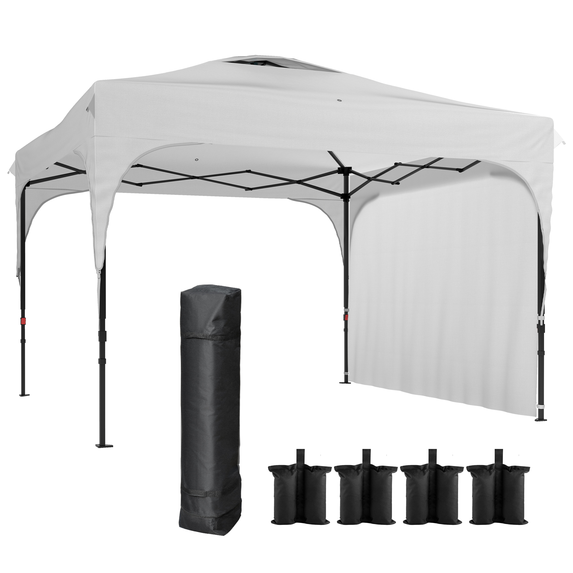 Outsunny Carpa Plegable 3x3 m Altura Ajustable con Lateral Desmontable Techo de Ventilación y Bolsa de Transporte Blanco   Aosom España