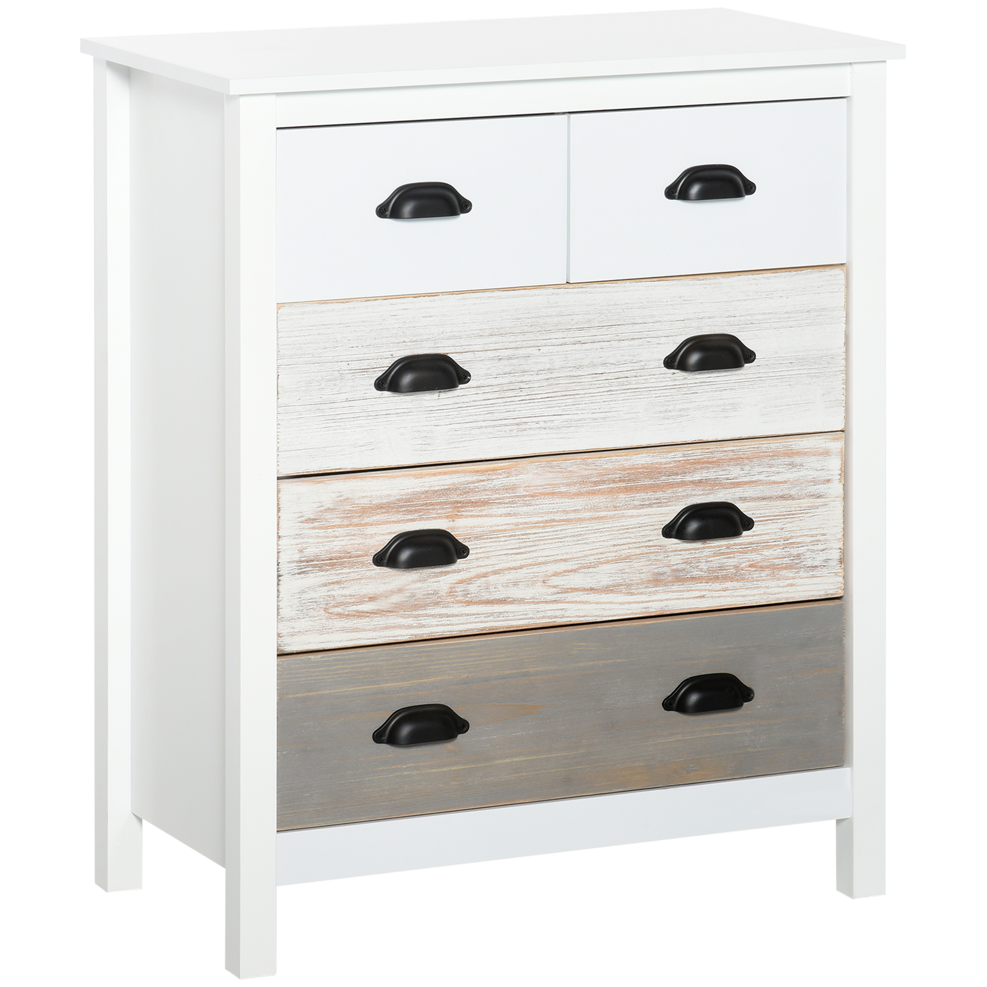 HOMCOM Cómoda con 5 Cajones Cómoda para Dormitorio Moderno con Diseño Anti-vuelco 70x38x85 cm Blanco