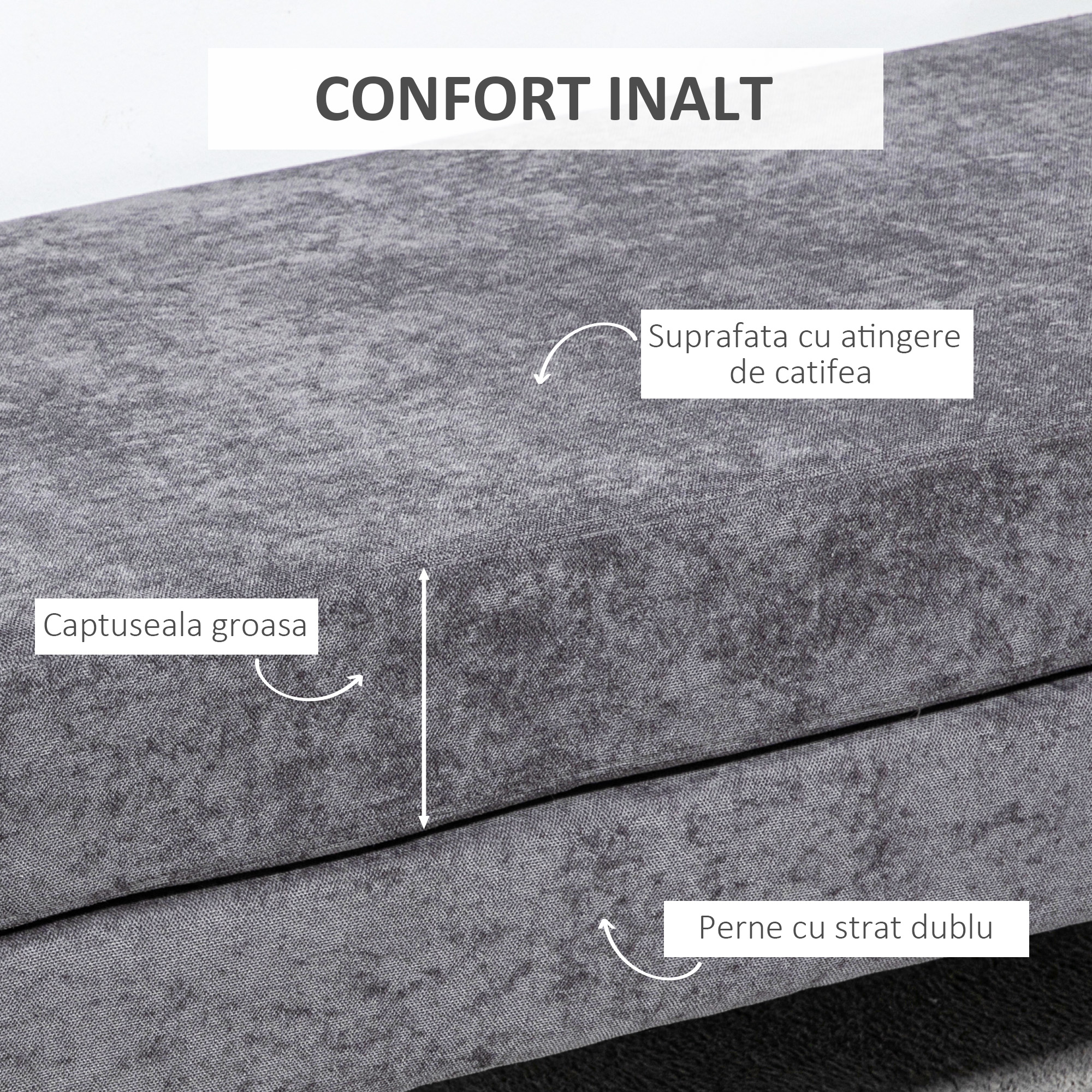  Banca pentru Capatul Patului cu Doua Niveluri, din tesatura cu Efect de Catifea si Otel, 121x50,5x46,5 cm, Gri inchis si Auriu [3]