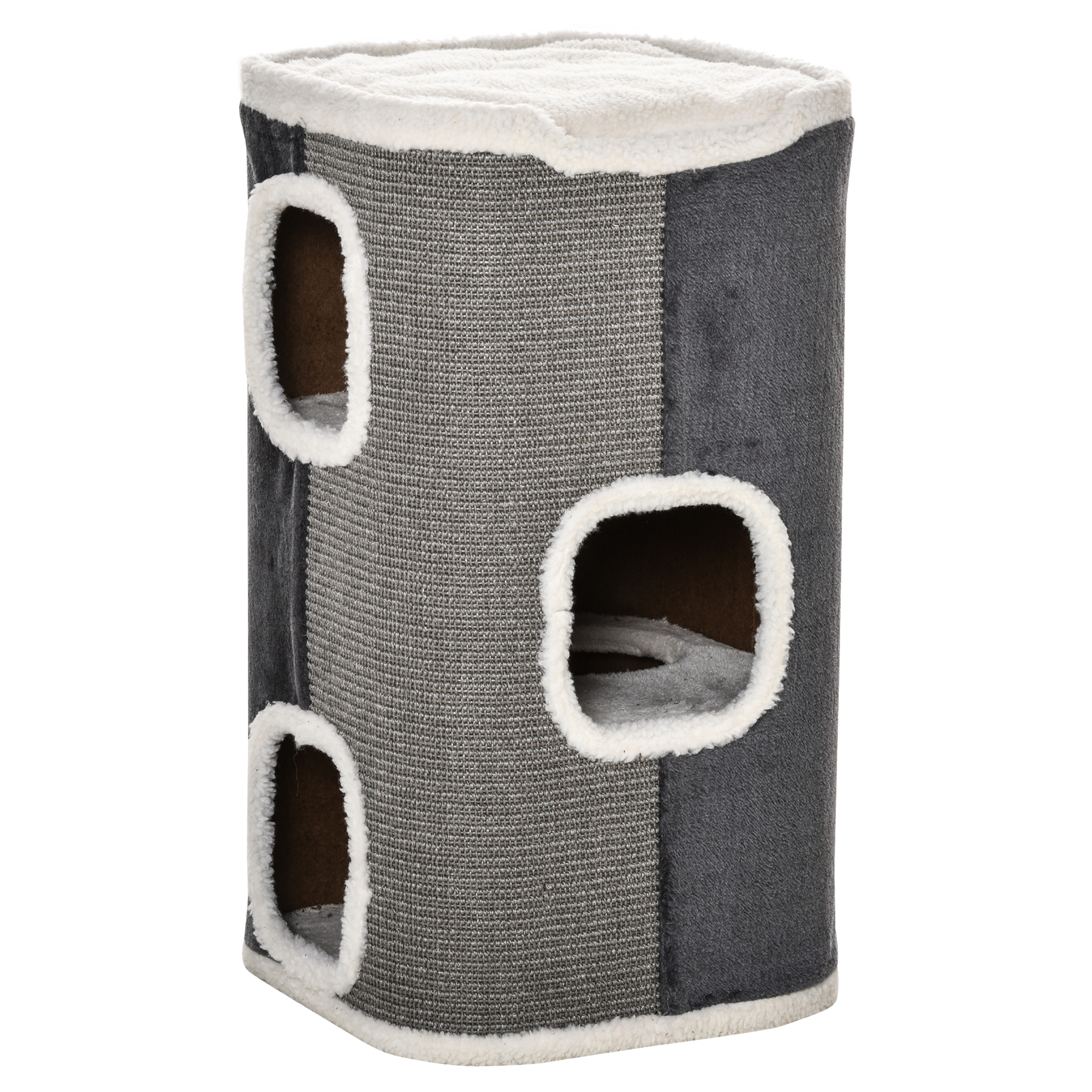 PawHut kattenboom klimboom speelboom kattenbed kattenkrabboom grijs 40 x h 65 cm