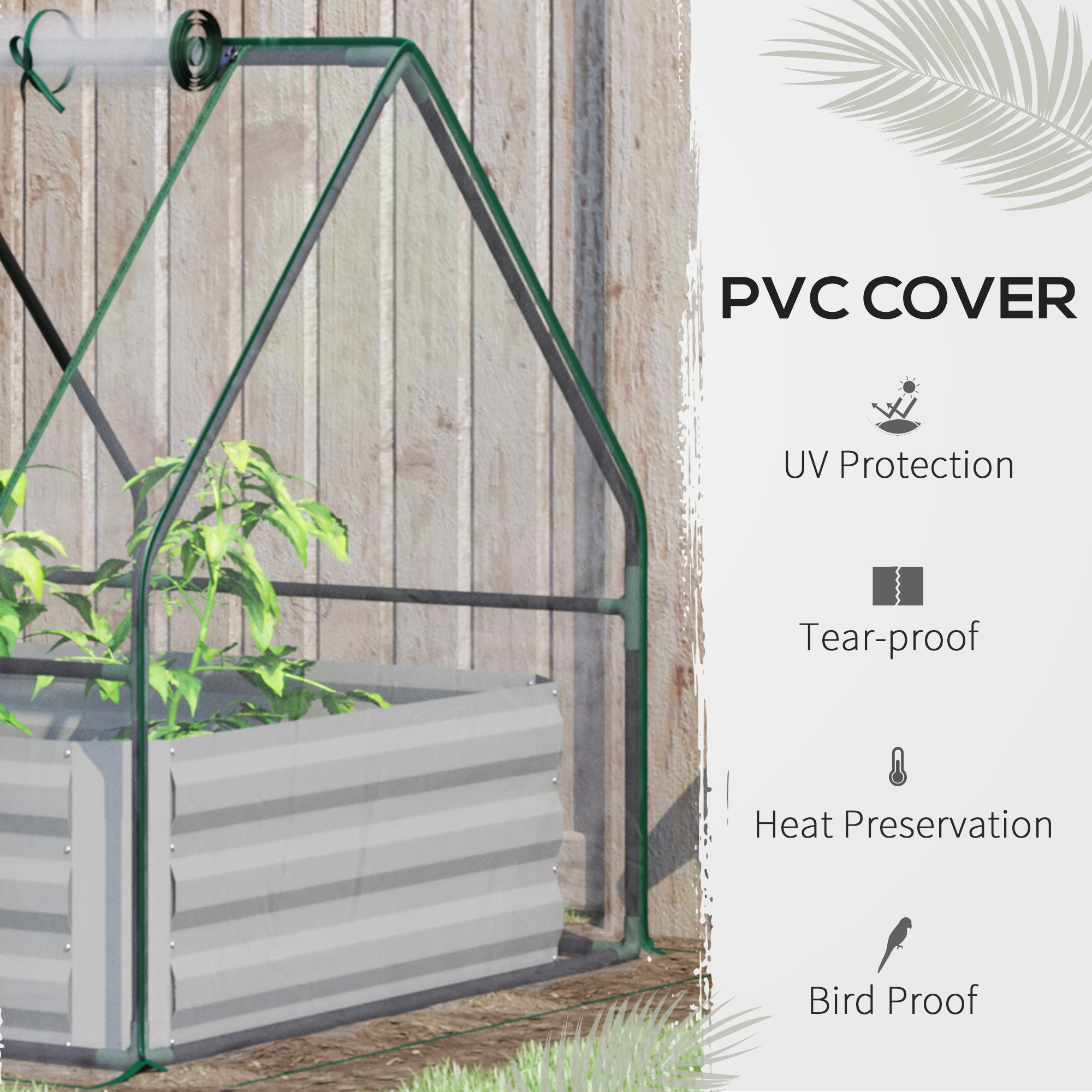 Outsunny Raised Garden Bed with Greenhouse, Steel Planter Box with Plastic Cover, Roll Up Window, Dual Use for Flowers, Vegetables, Fruits and Herbs, 127L x 95W x 92H cm, Clear 6