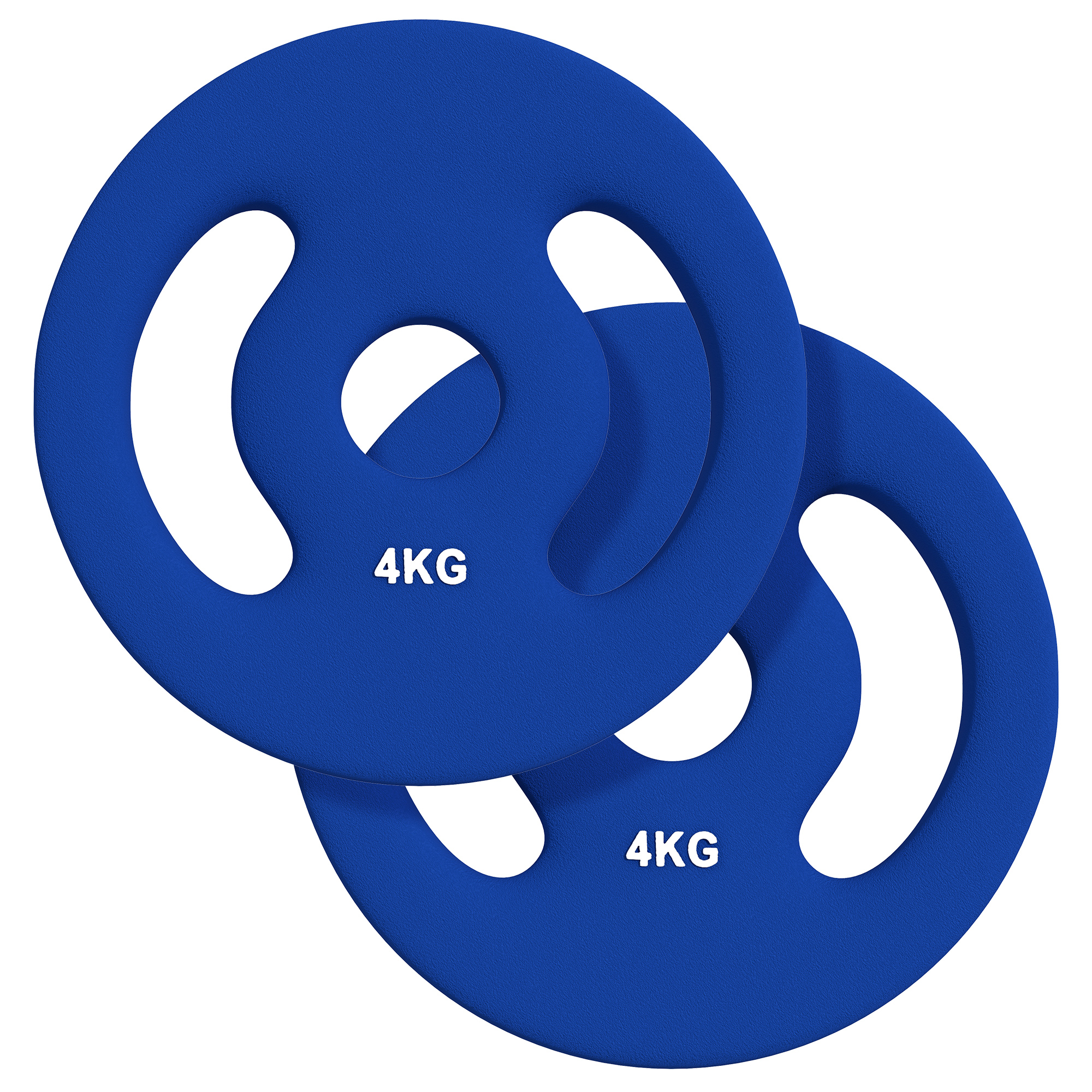 SPORTNOW 2 x 4 kg Talerze obciążające z praktycznymi uchwytami, zestaw ciężarków do domowej siłowni, fitness, trening siłowy, Niebieskie