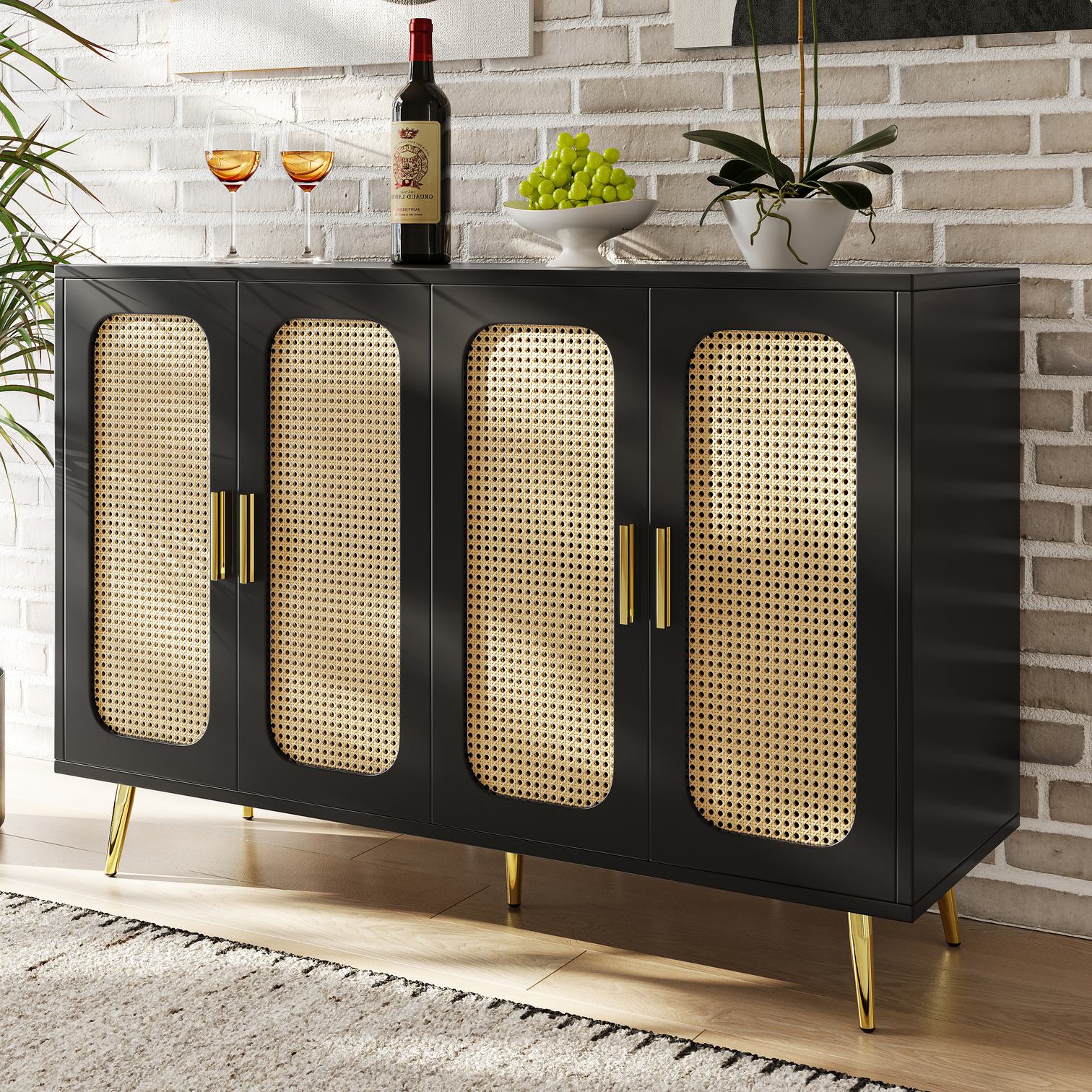 HOMCOM Comodino In Legno Con Anta In Rattan E Ripiano – Stile Naturale Per Camera Da Letto