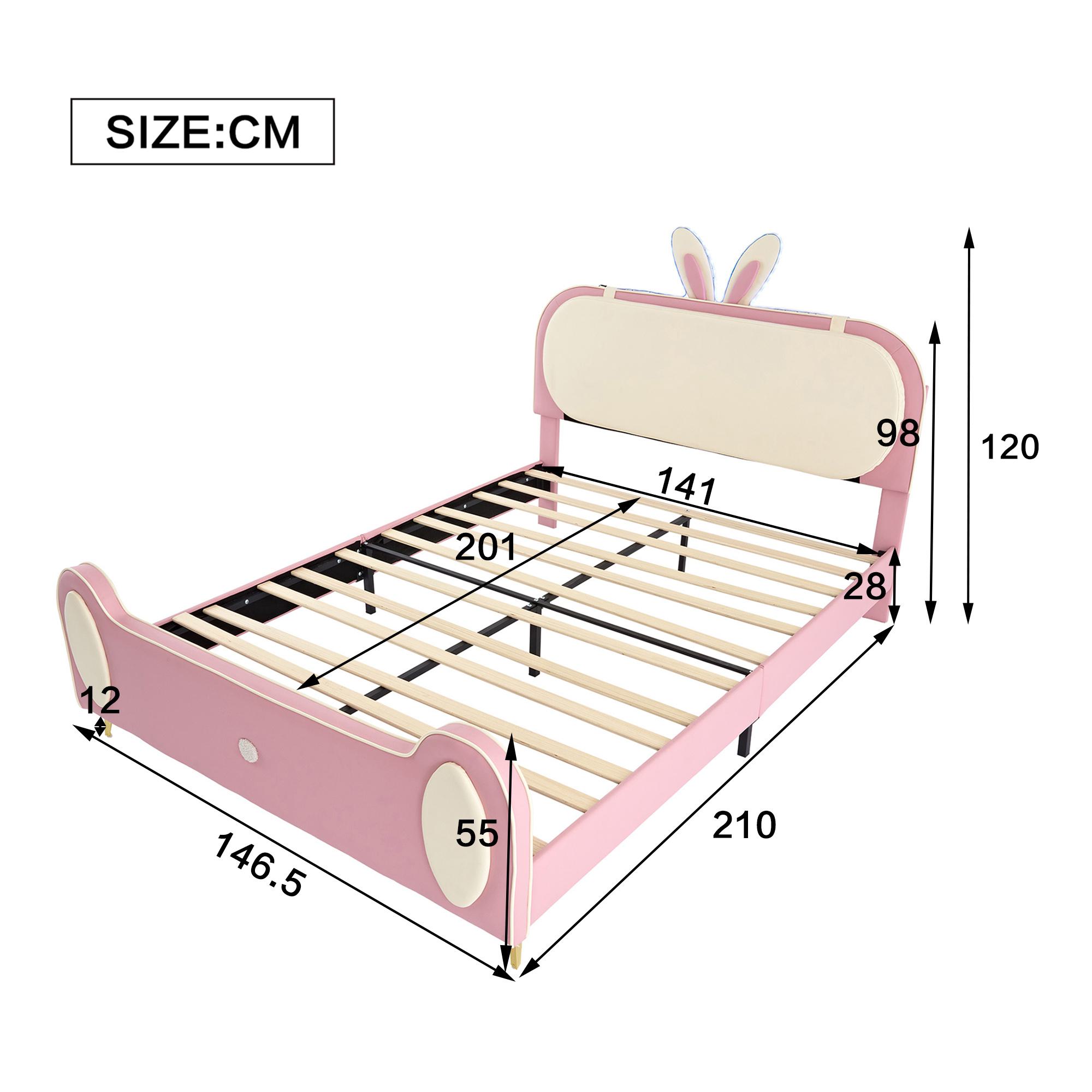 KOMHTOM Letto Imbottito Con Testiera Regolabile 90x200 Cm - Bianco - Con Rete A Doghe In Legno - Senza Materasso