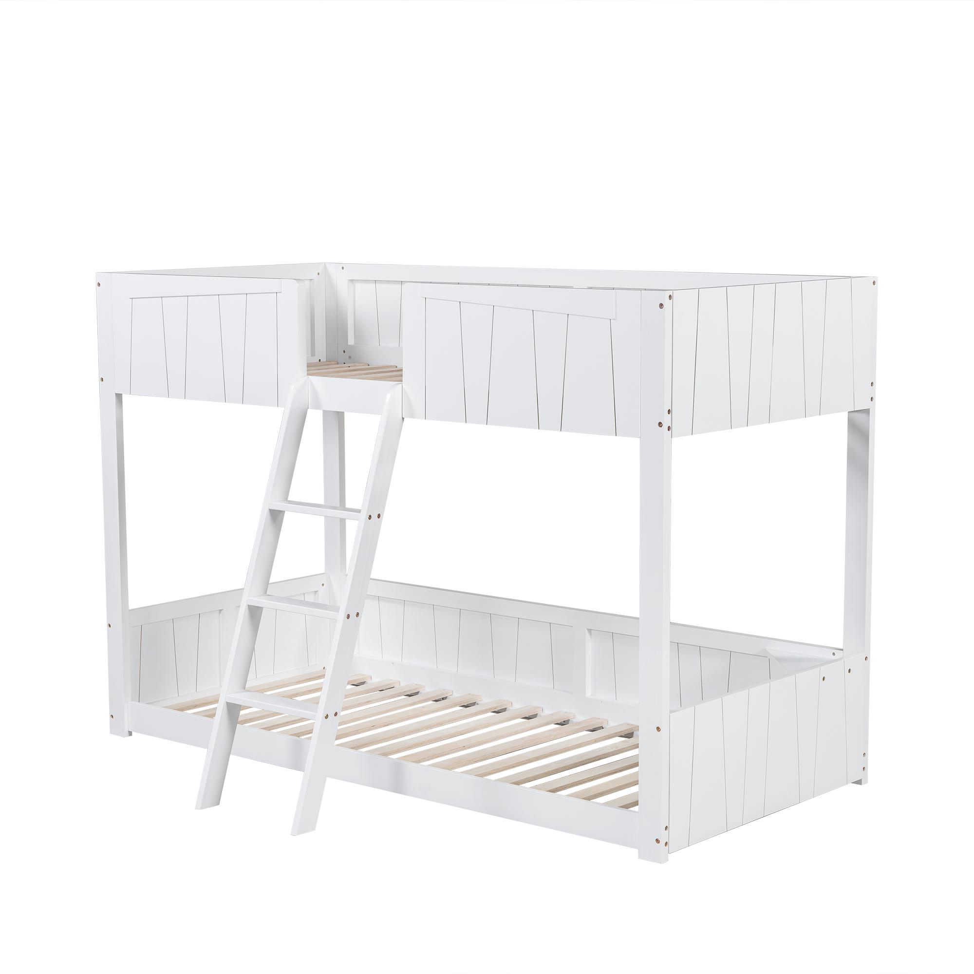 Letto per bambini letto a soppalco 90x200 cm letto di casa con scale, finestra, asse e 3 cassetti, casetta per bambini in legno massello con recinzione e rete a doghe, bianco