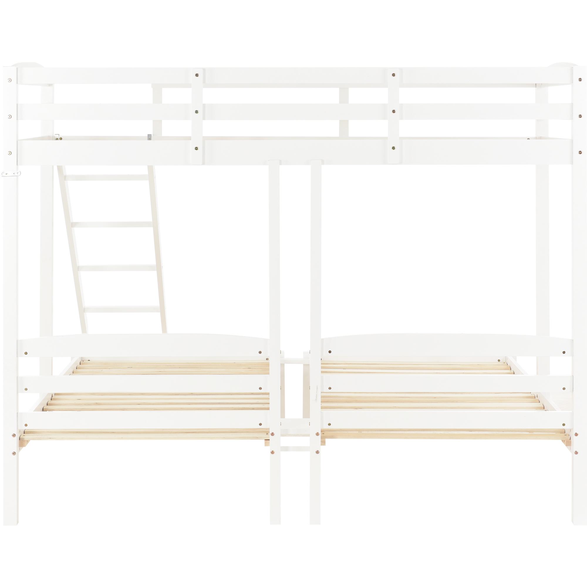 28550890KAA  Lit Superposé Triple Avec échelle Latérale Pour Enfants Et Adolescents 3 Pieds Blanc 90x190cm 90x200cm Matelas Non Inclus 94151182