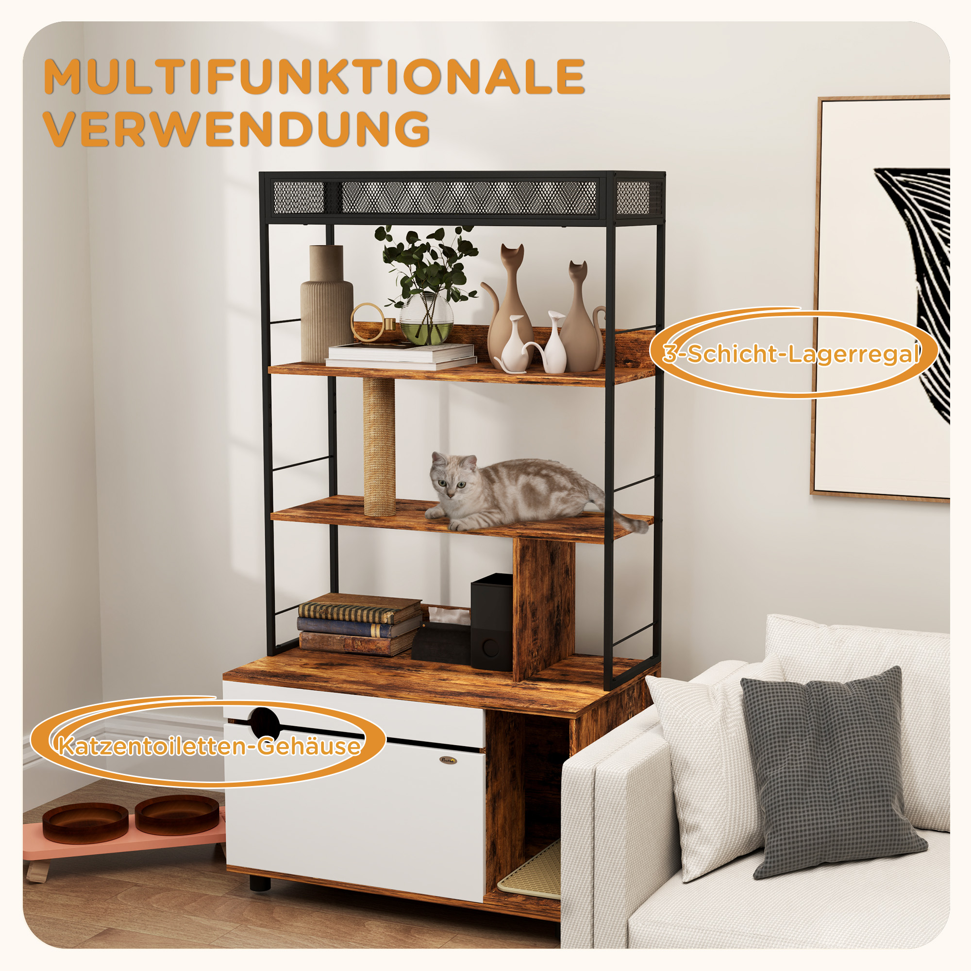 Beeztees Kattentoilet met deur en Geurfilter ( in 4 kleuren ) – Edelzanger