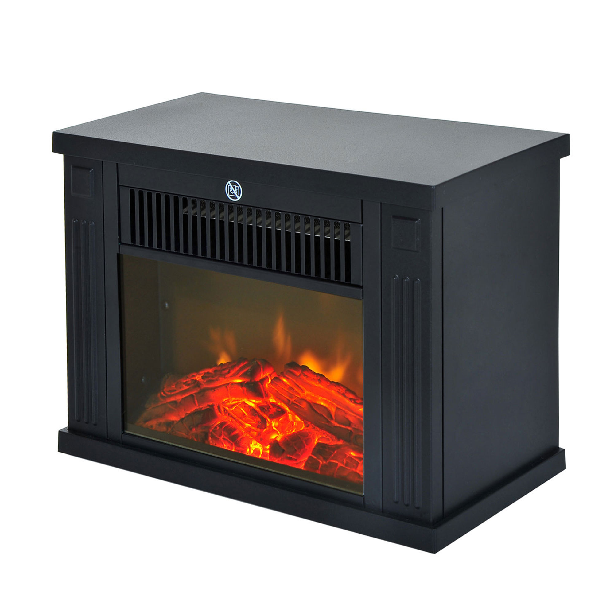 HOMCOM elektrische kachel, vrijstaand, 1200 W, energiezuinig, met vlameffect en thermostaat, compact formaat, zwart | Aosom.nl afbeelding