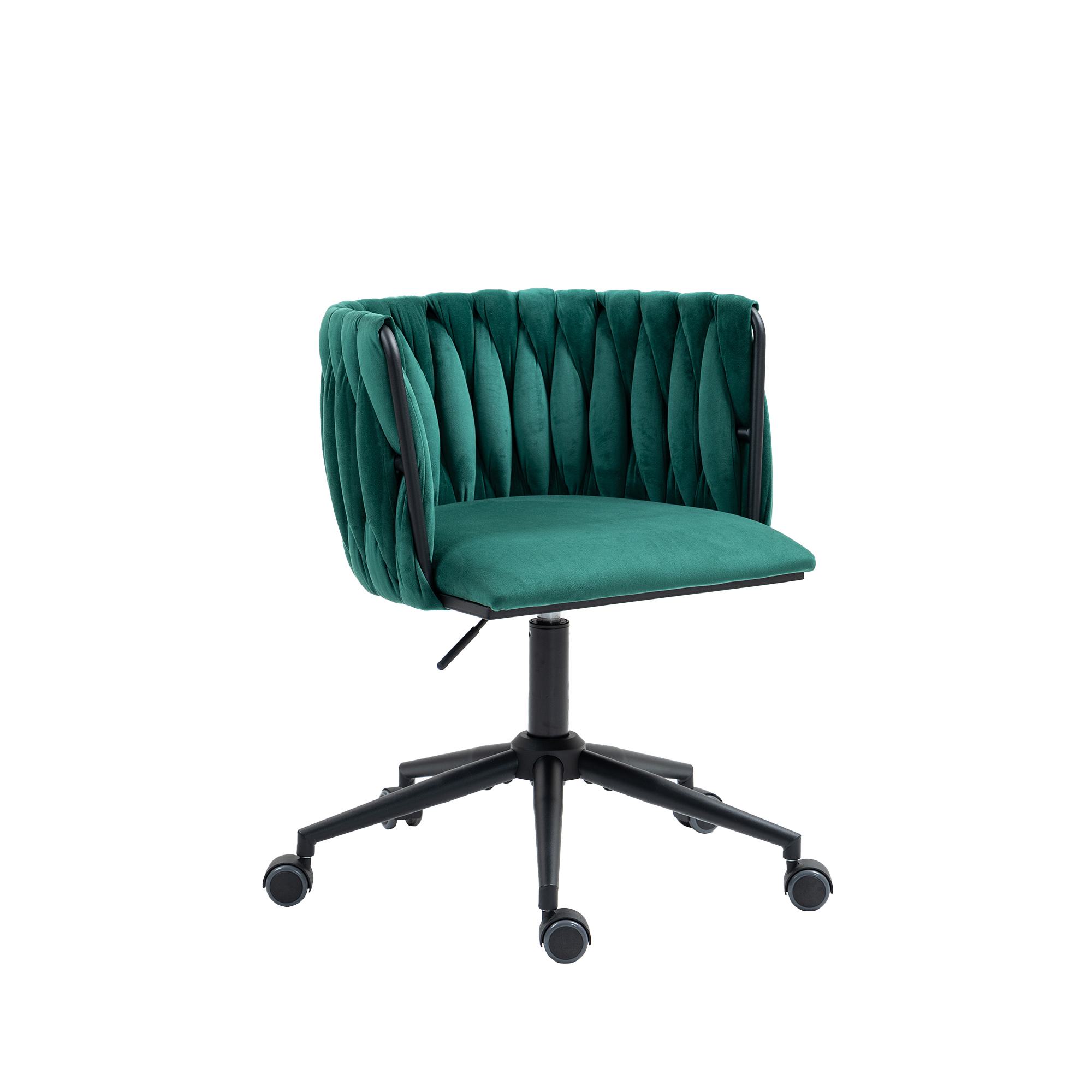 Sedia da Ufficio Morbida in Velluto per Trucco, Poltrona da Soggiorno Girevole e Ergonomico, Regolabile in Altezza,Carico 150kg,Smeraldo   Aosom Italy
