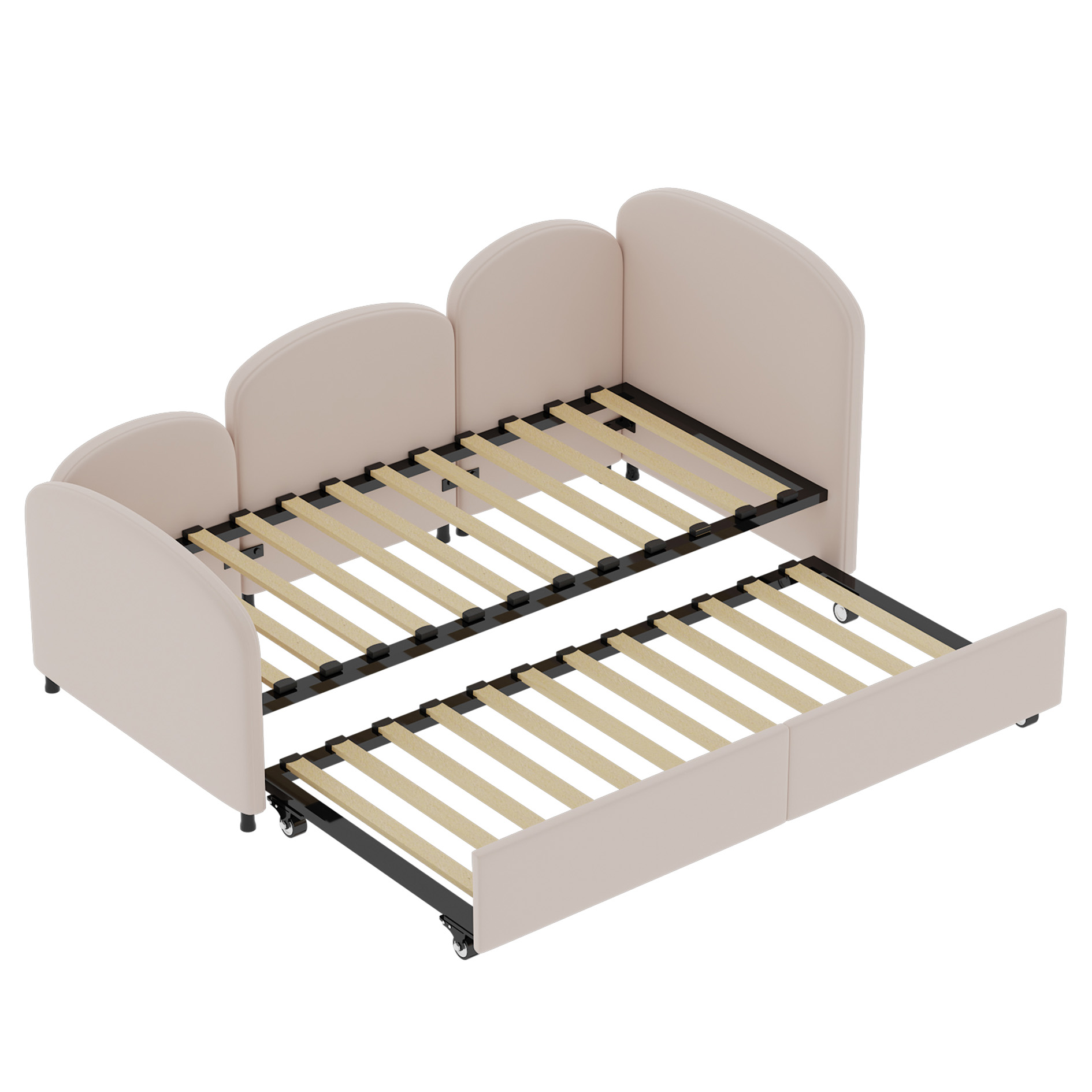 Sofá Nido Sofá-Cama con Cajones para Habitación Infantil y Sala de Estar 90x200 cm sin Colchón Rosa | Aosom España