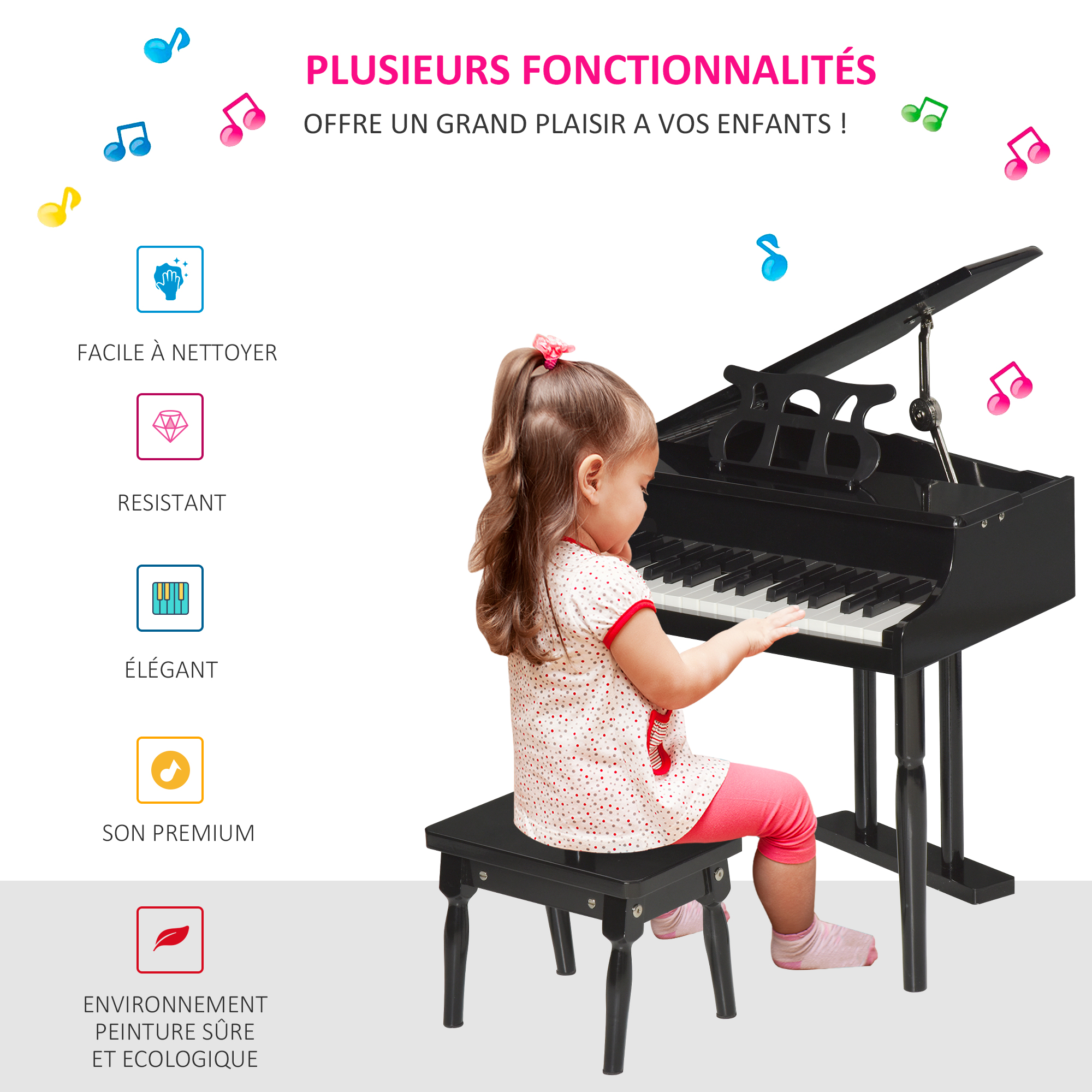 Lot De 3 Coupelles Pour Roulettes De Piano à Queue - Bois Massif Avec Mousse Antibruit Noir