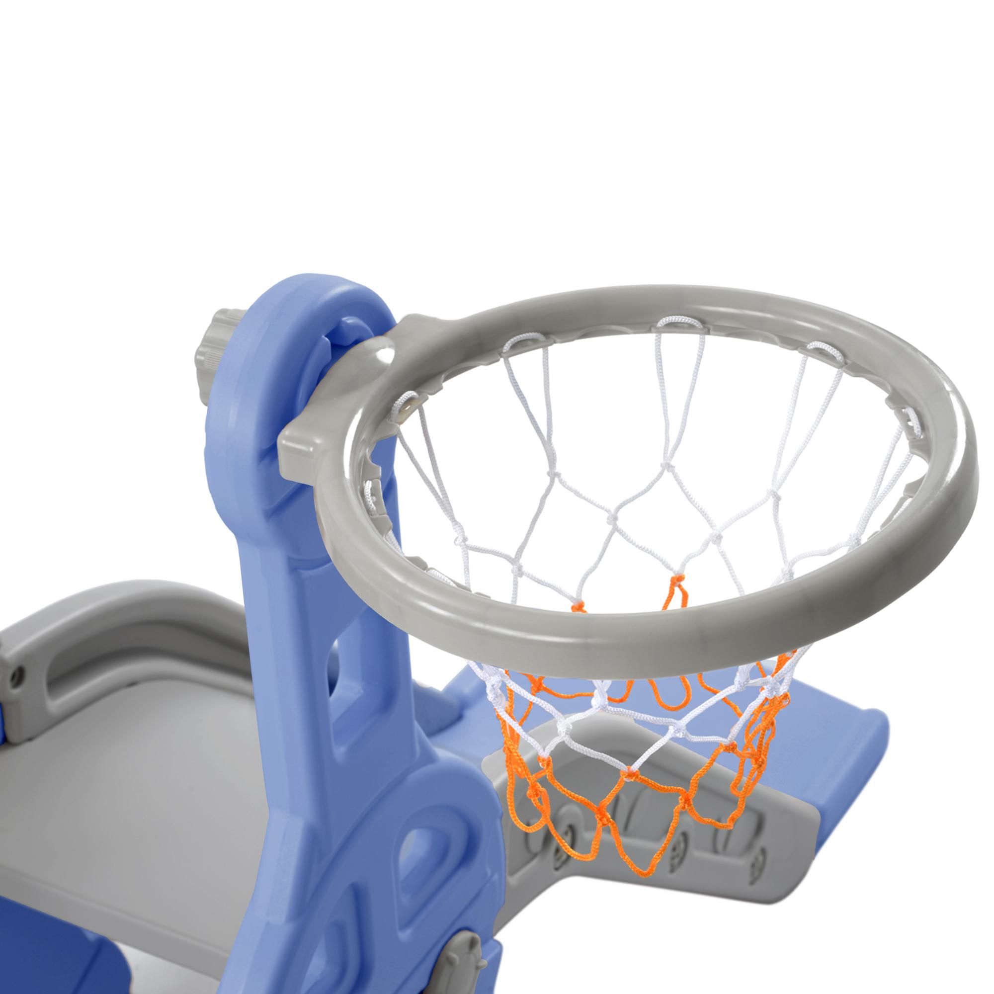 Toboggan 4-en-1 Pour Enfant – Aire De Jeux Avec Balançoire, Panier De Basket Et Échelle – Intérieur/Extérieur – Rose – Dès 1 An