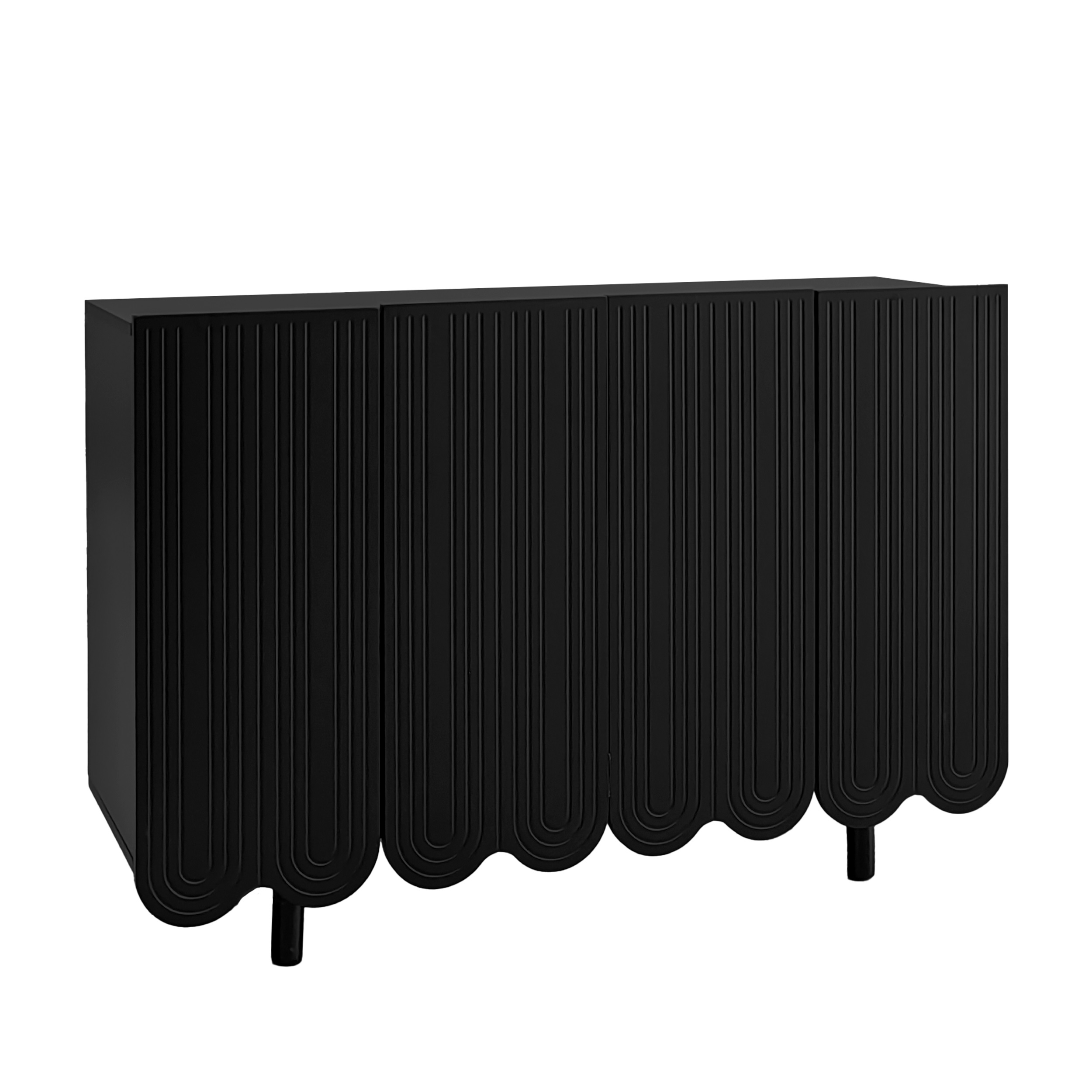 Aparador en forma de lágrima, con puertas perfiladas, 120x37,5Ax80,8 cm, Negro