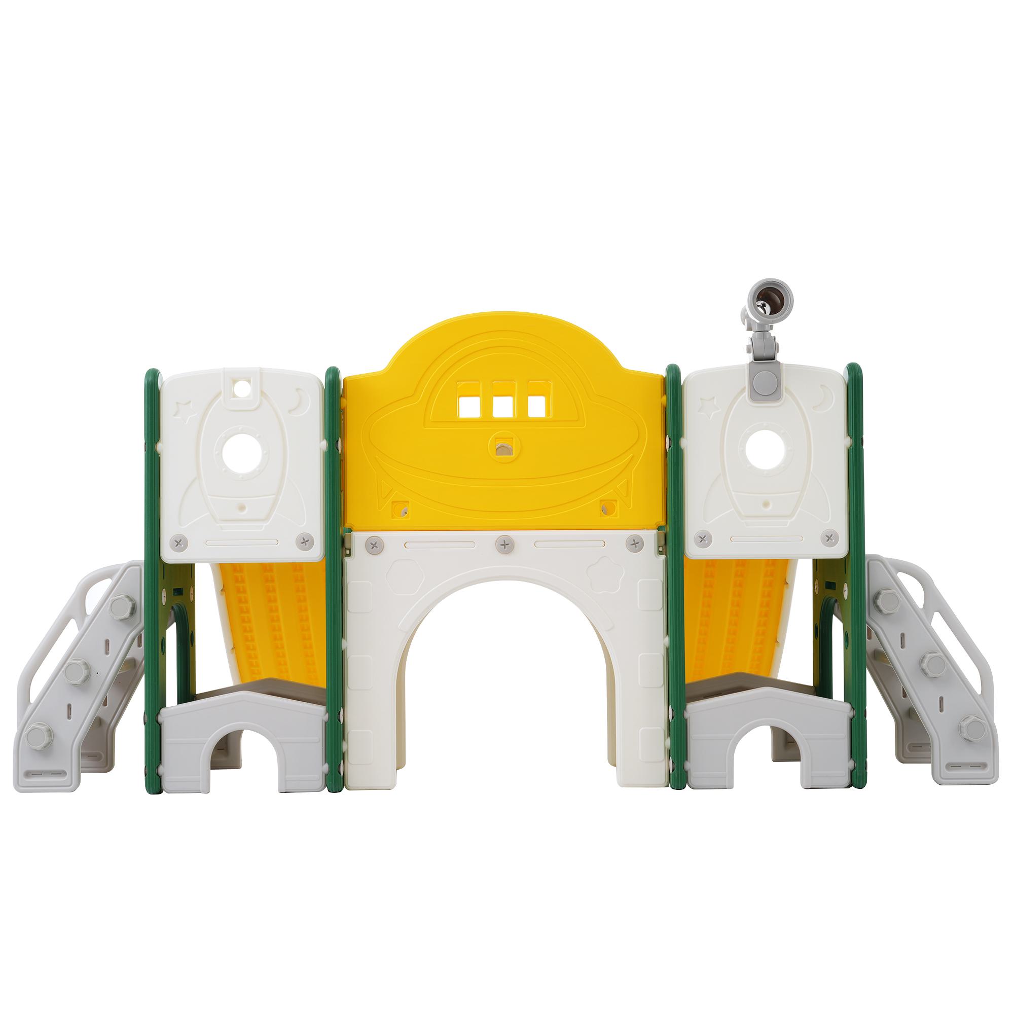 Toboggan 8-en-1 Pour Enfants – Escalade, Panier De Basket, Rangement Et Plus – Aire De Jeux XXL 200x165x95 Cm