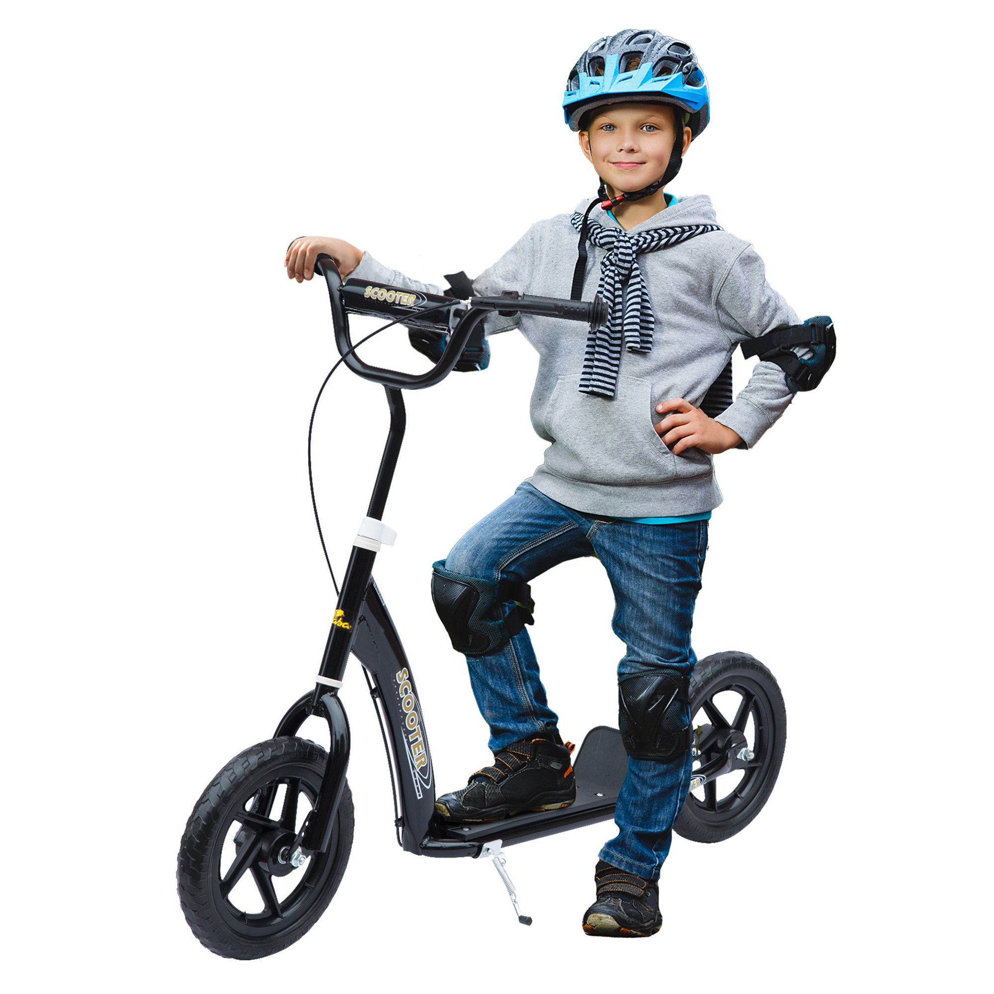 HOMCOM Kinderroller Kickscooter 12 Zoll mit Hinterbremse, höhenverstellbarer Tretroller in Schwarz, stabiler Stahl & EVA, ideal für Kinder Aosom.de