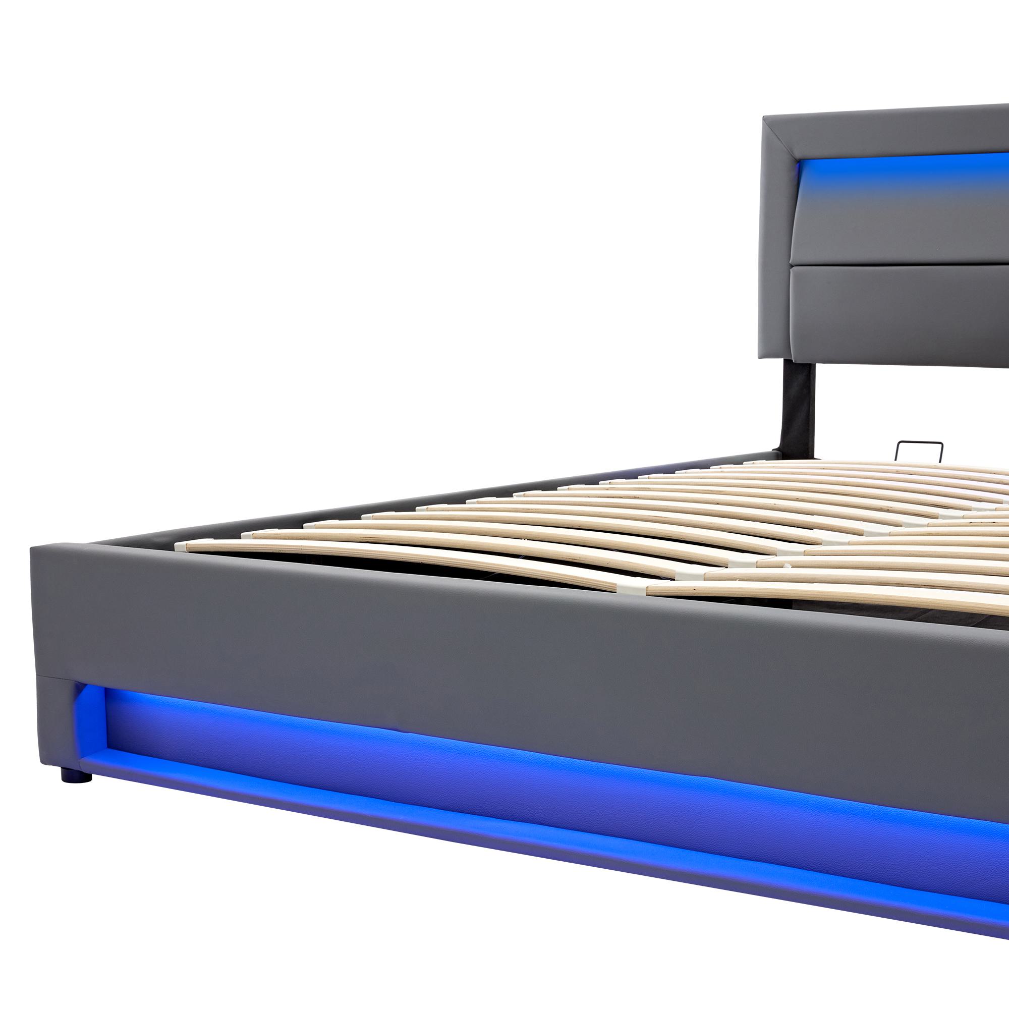 【hy100602】socph bed double Upholstered Double Bed with USB Charging, Gray | Aosom UK