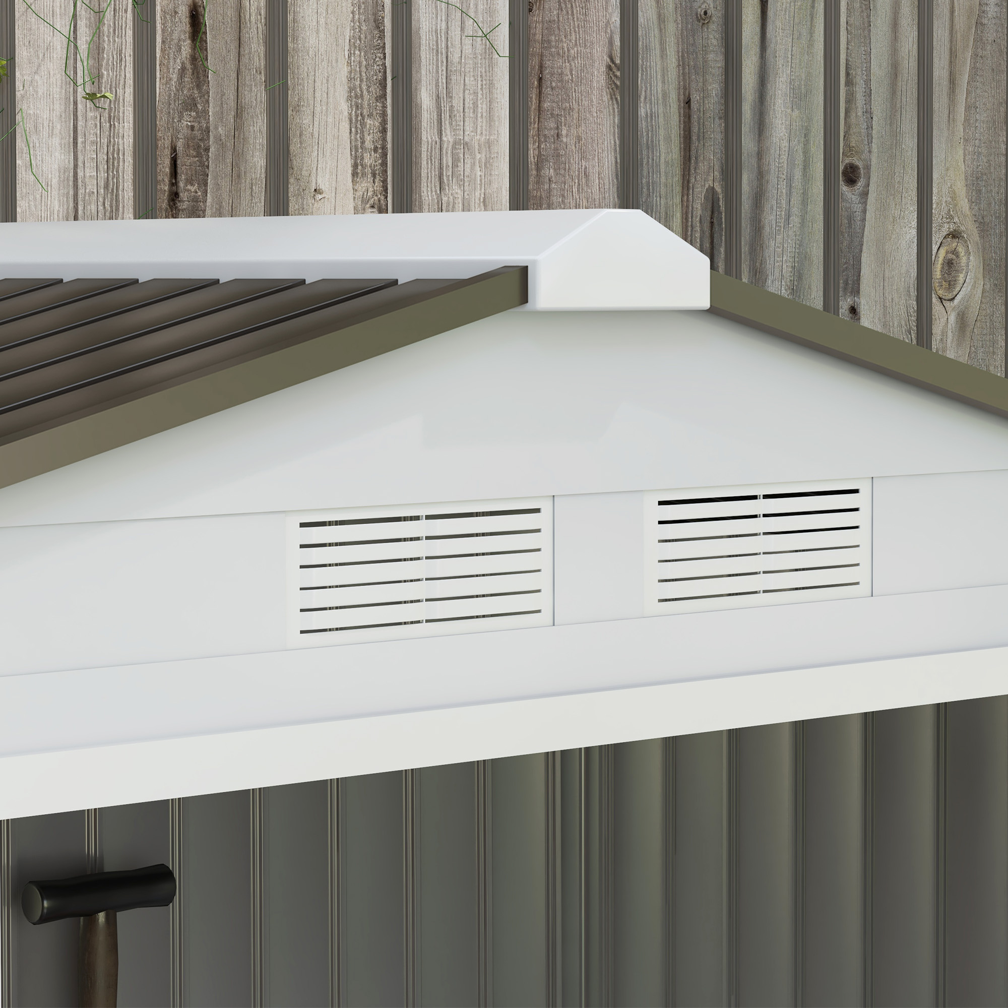  Casuta Gradina Otel Alb 213×130×185 cm - Cu Usi Glisante [8]