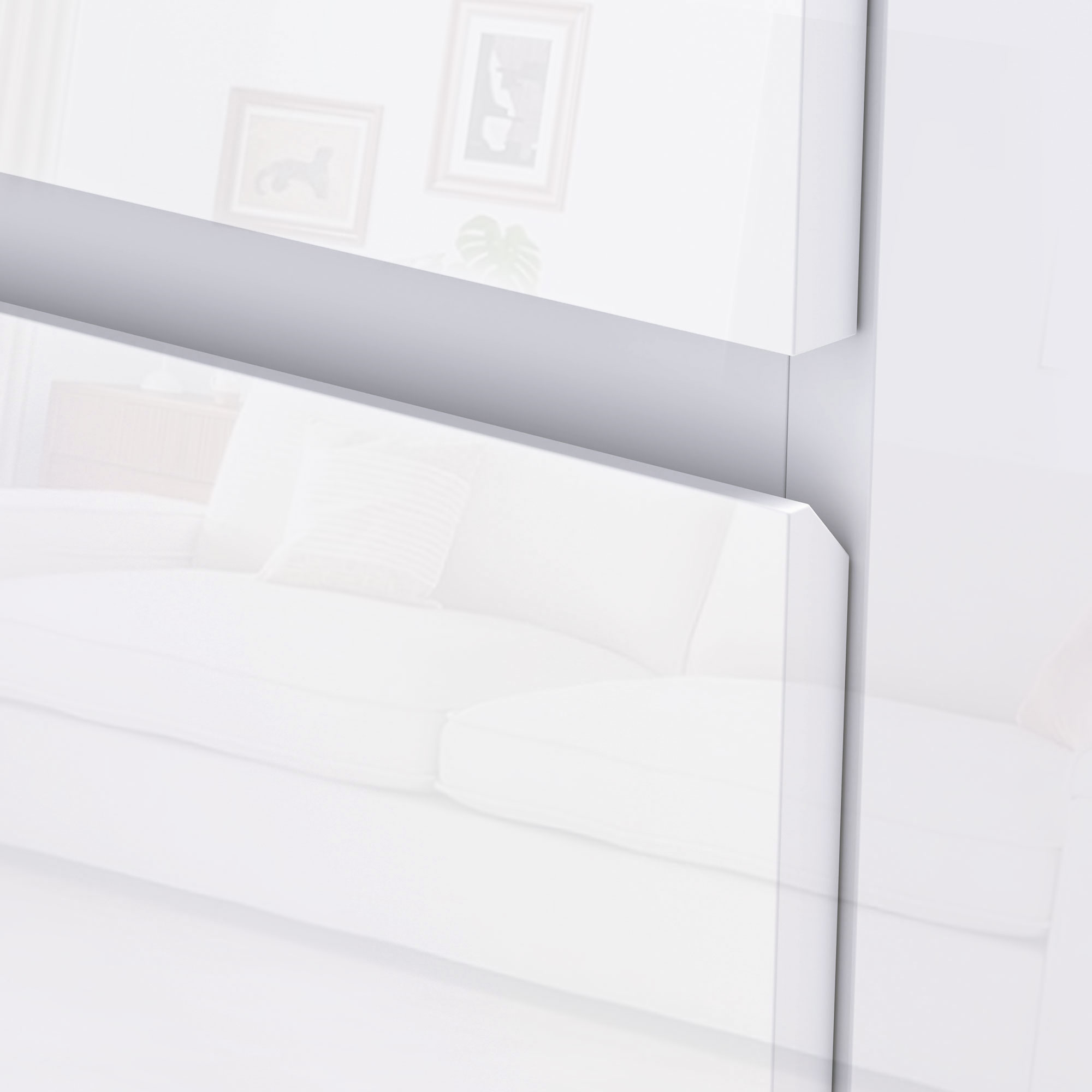  Comoda Moderna cu 4 Sertare Anti-Rasturnare, Comoda din Pal Melaminat, 55x33x80 cm, Alb Lucios [8]