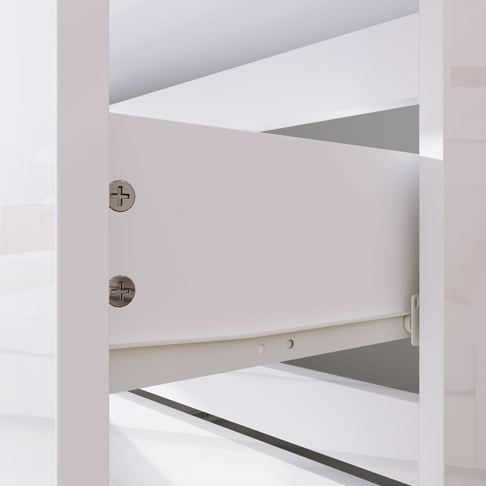  Comoda Moderna Anti-rasturnare, Comoda cu 5 Sertare din Pal Melaminat, 55x33x100 cm, Alb Lucios [7]