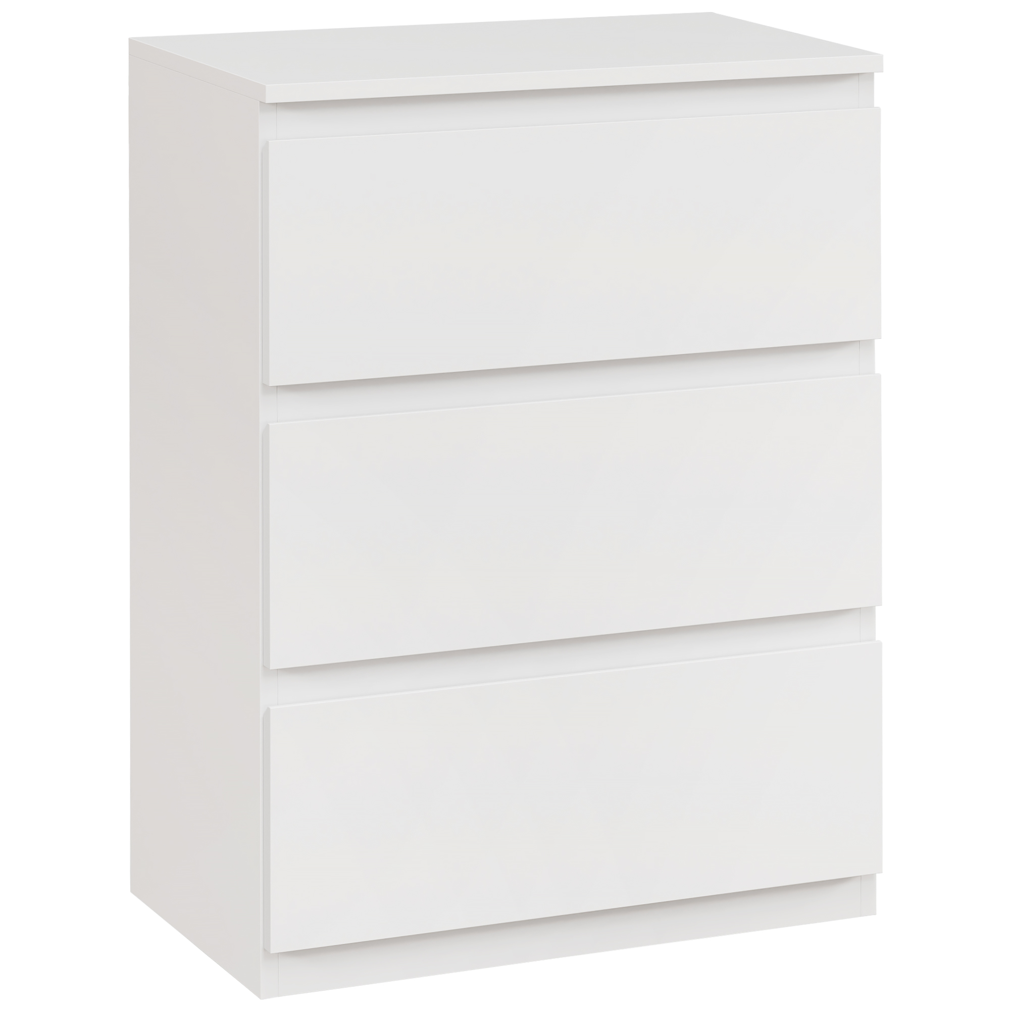 HOMCOM Cómoda con 3 Cajones Cómoda de Dormitorio Moderno con Diseño Anti-vuelco 55x34x75 cm Blanco Brillante
